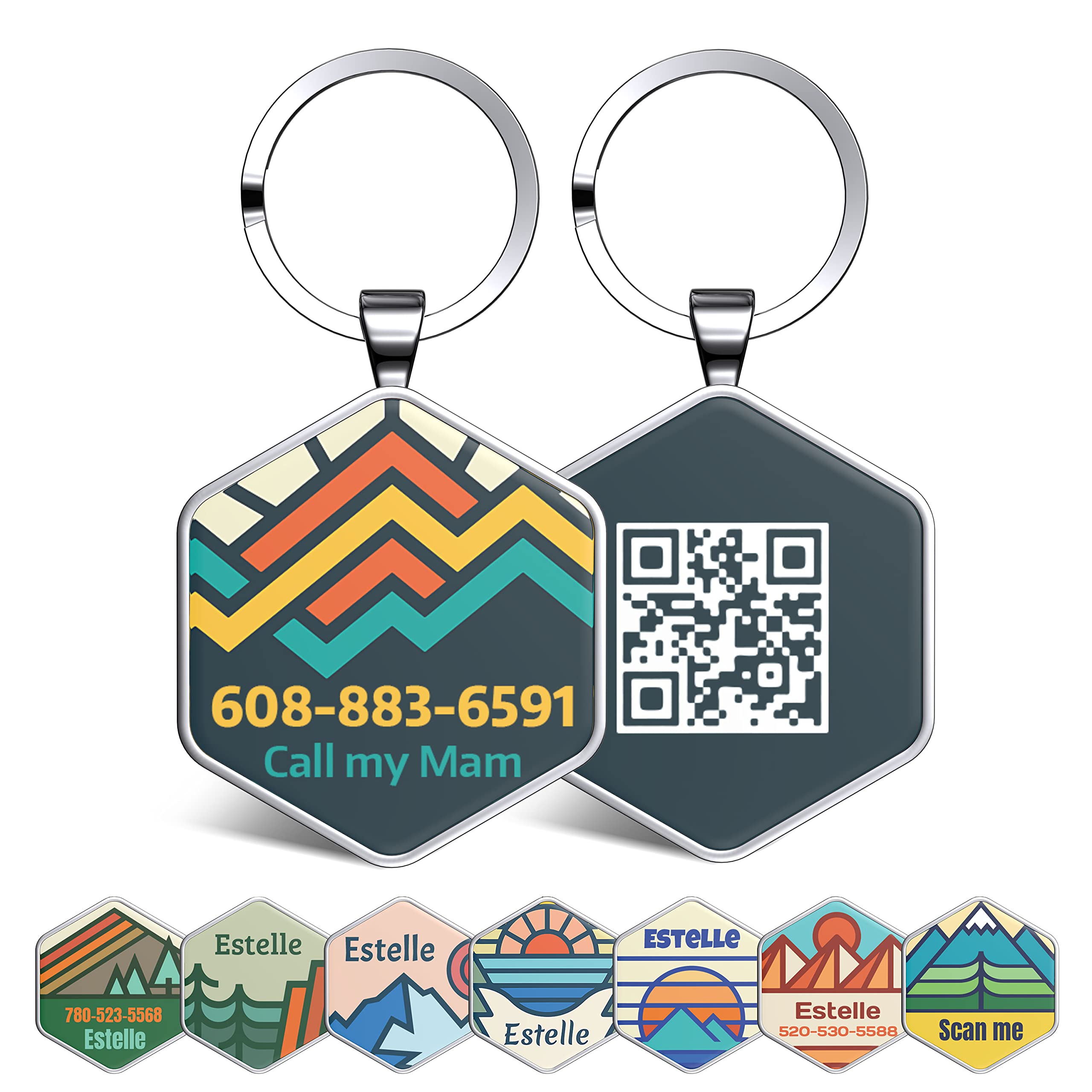 KEKID Custom Dog ID Tags, Personalized Pet ID Tags with QR Code, Free Online&Scan QR Receive Instant Location Alert Email