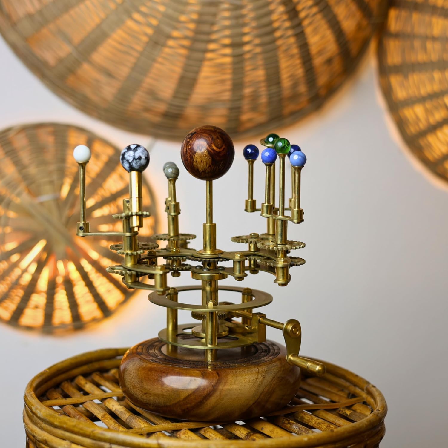 Solar System Model | Educational & Decorative Astronomy Orrery | Premium Brass Mechanical Planetarium (11" Mercury, Venus, Earth, Mars, Uranus & Moons)