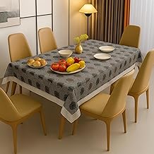 Skrill Premium Dining Table Cover PVC | Grey Medallion Elegance | Waterproof, Dust- & Wrinkle-Proof Tablecloth for 6-8 Seater | Heavy-Duty, Spill-Proof, Anti-Fade, Easy-Clean (60 x 90 inch)