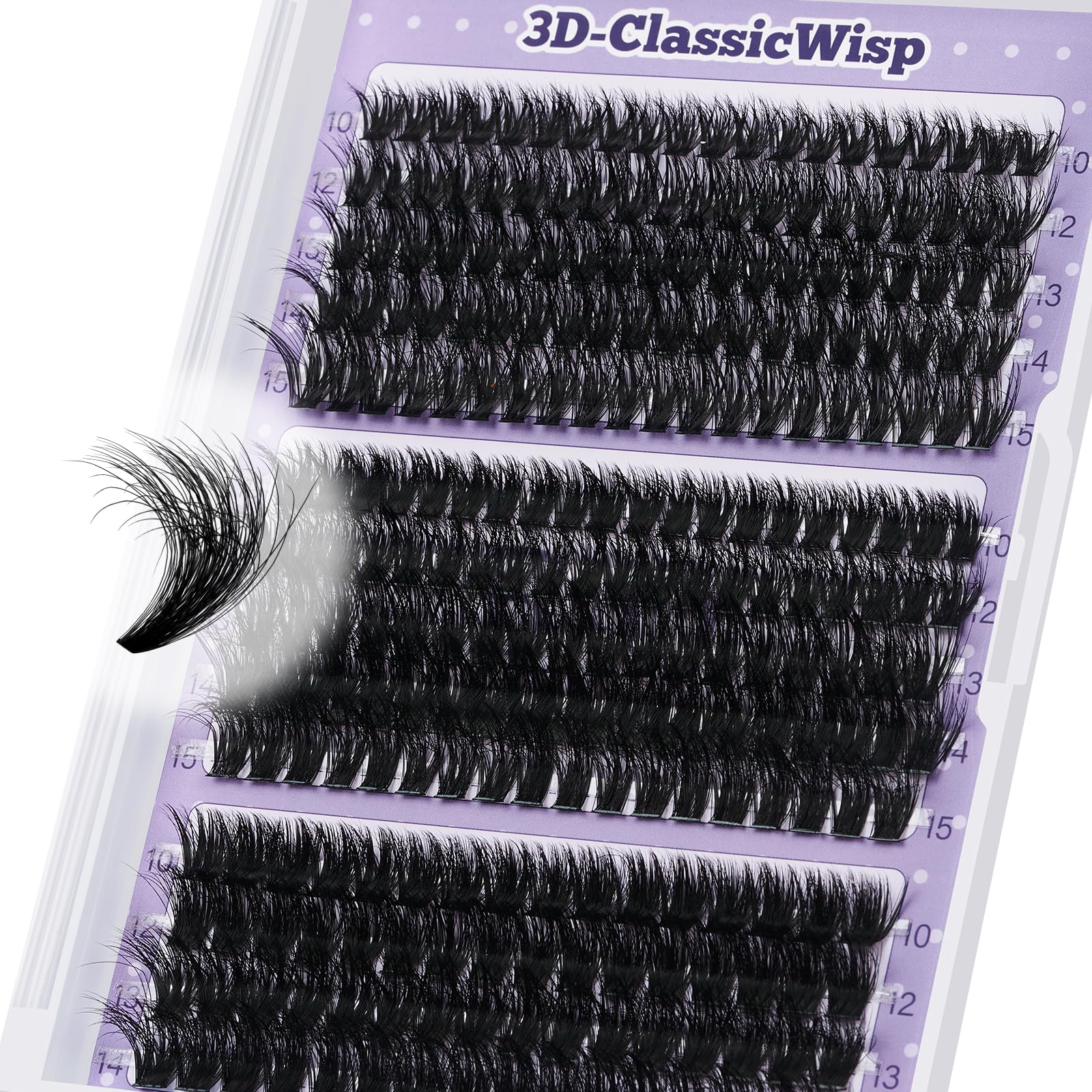B&Q 280 Pieces Individual Eyelashes 60-80-100D Cluster Lashes DIY Eye Lashes Fluffy Russian Eyelashes Extensions Curly Durable Eyelash Clusters for Girls and Women (10-15mm Mix)