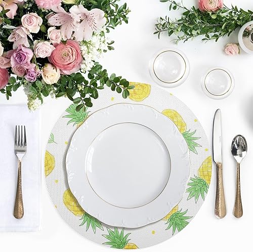 Miniatura 5 de Pineapples White Table Placemats, Heat Resistant Non Slip Dinner Placemats Round for Kitchen one sizex4