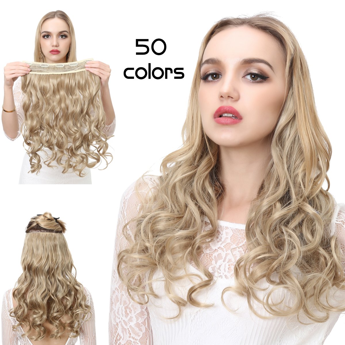 SARLA 20" Wave 1Pc 3/4 Full Head Clip In Hair Extension Synthetic Hair Extensions Japan Heat Resistant Fiber 50 Colors Available (888#27H613#)
