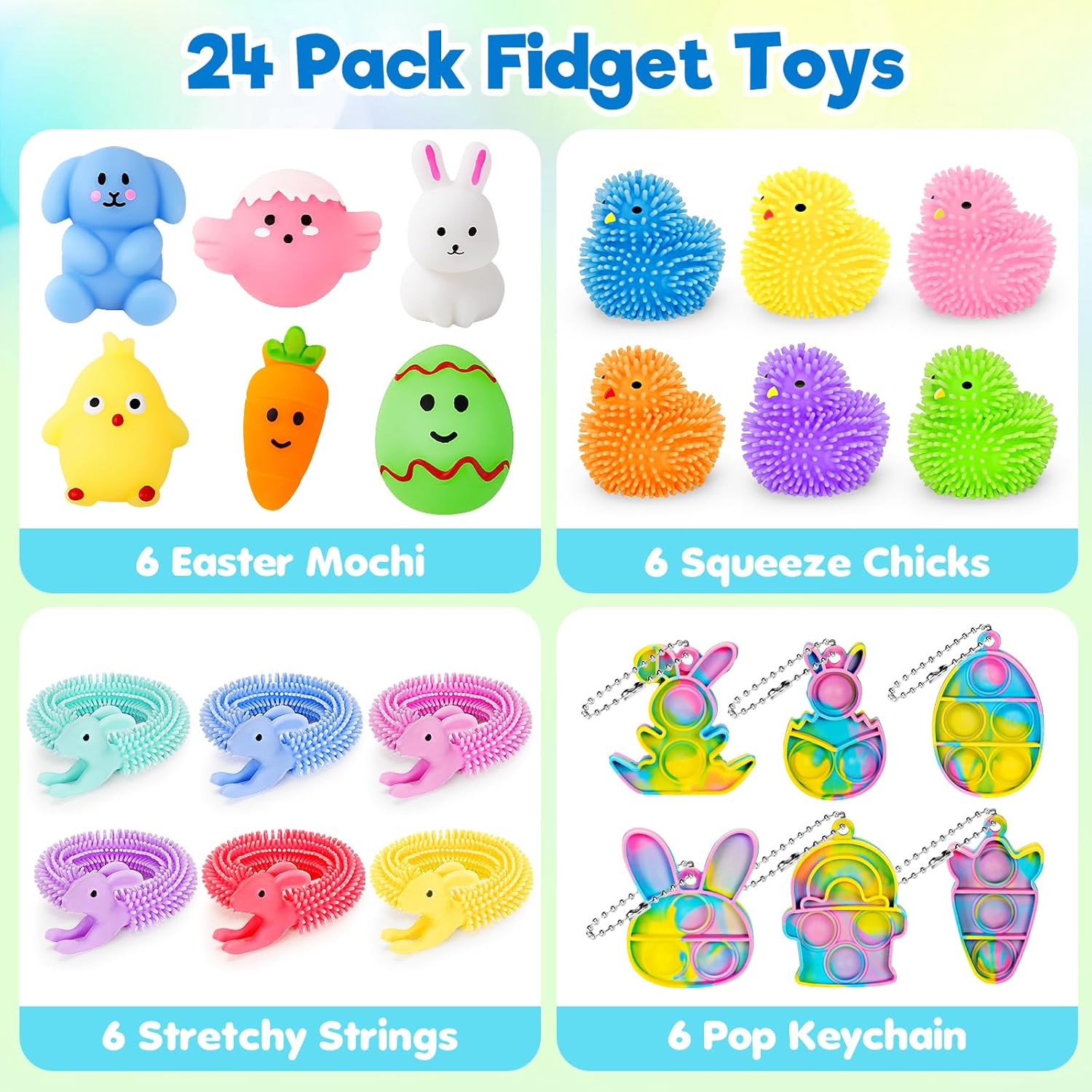 Prefilled Easter Eggs with Toys, 24 Pack Plastic Easter Eggs with Assorted Toys Inside, Pre filled Surprise Eggs for Easter Hunt, Easter Basket Stuffers, Party Favors Bulk for Kids Boys Girls