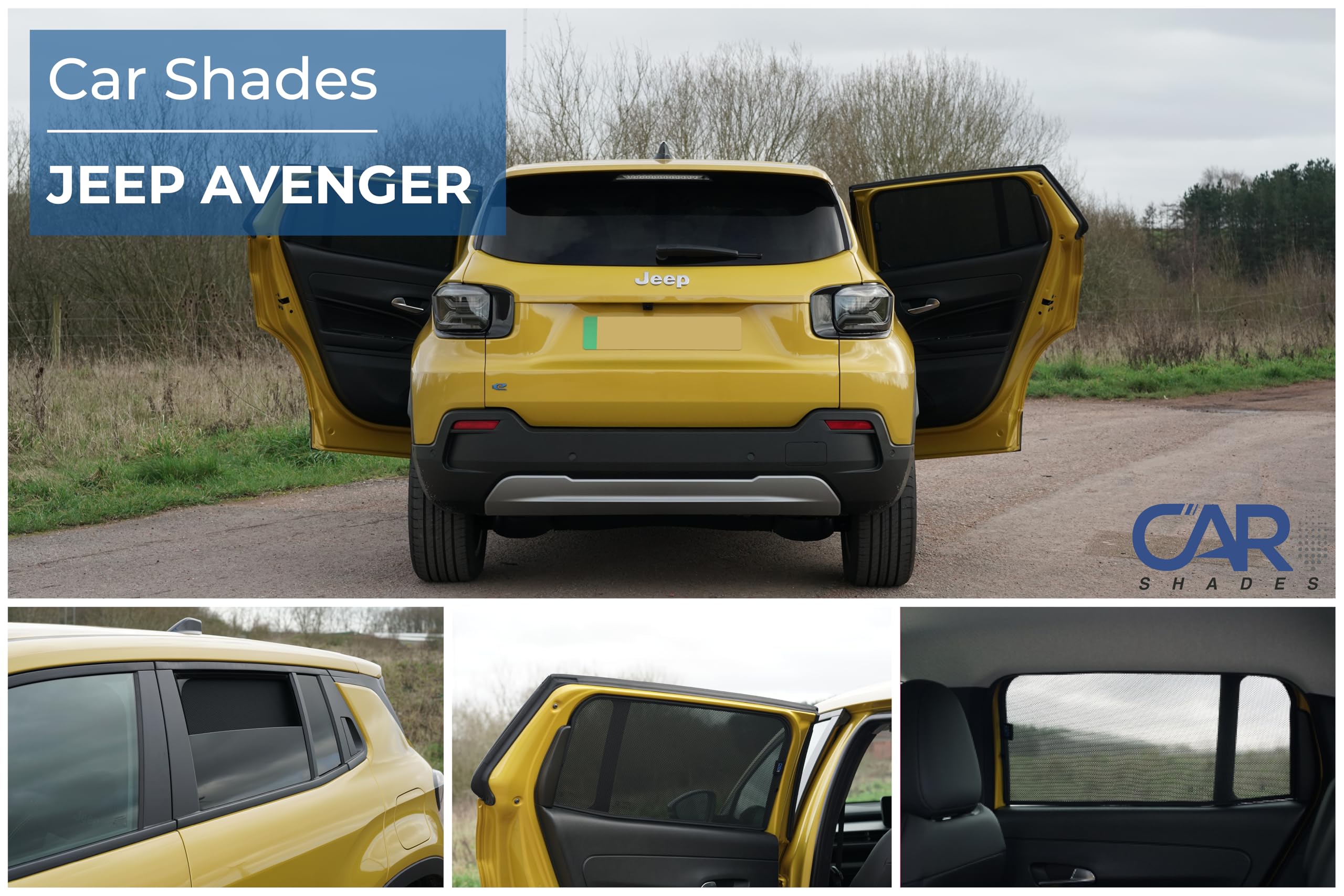 Car Shades Jeu de Pare-Soleil sur Mesure pour Voiture | compatible avec Jeep Avenger (J2) 2023- (2-pièces)