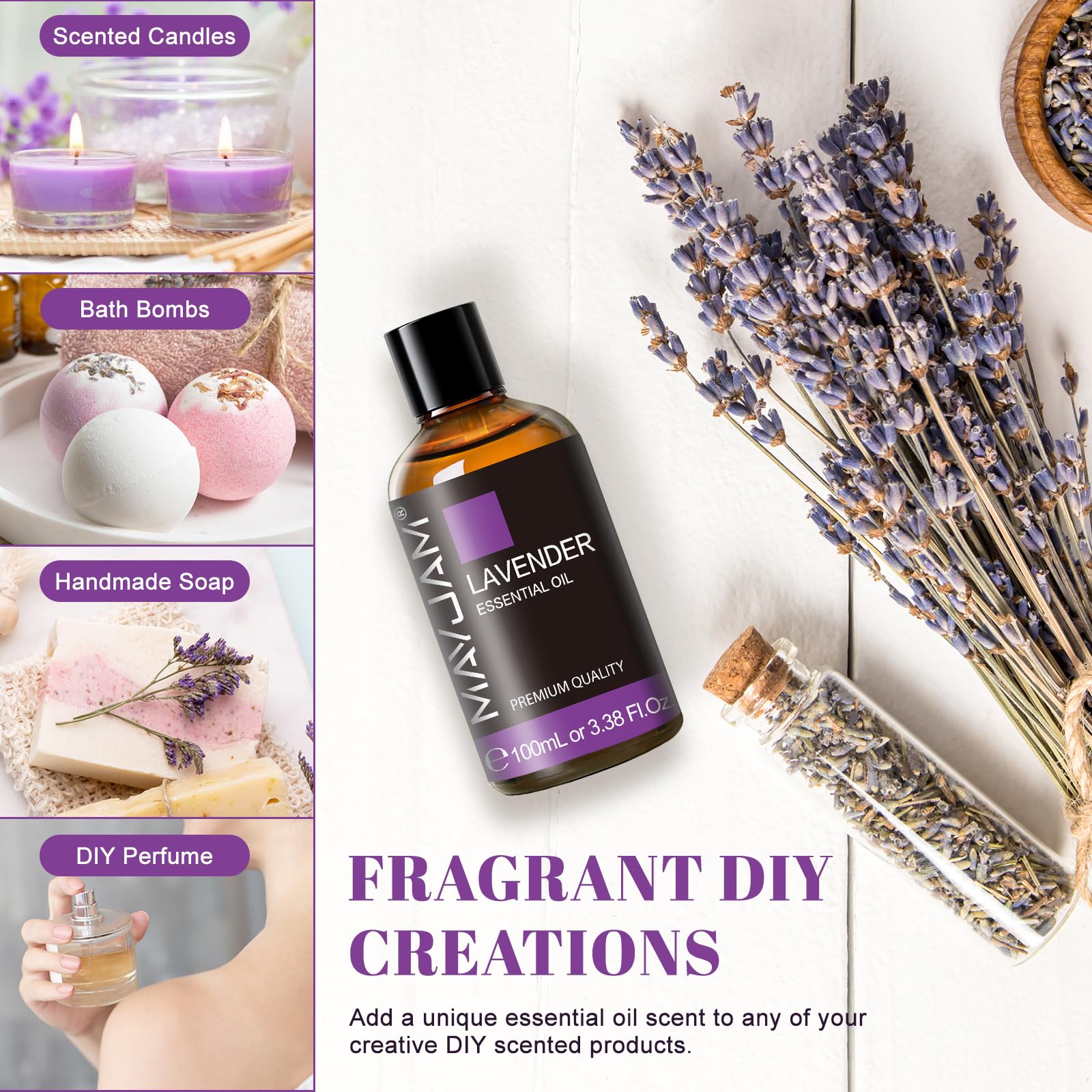 MAYJAM Lavender Essential Oils 100ML, Lavender Oil for Diffuser, Humidifier, DIY, Home, Office — view 6
