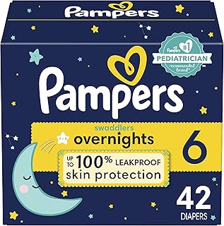 Diapers Size 6, 42 Count - Pampers Swaddlers Overnights Disposable Baby Diapers, Super Pack (Packaging May Vary)