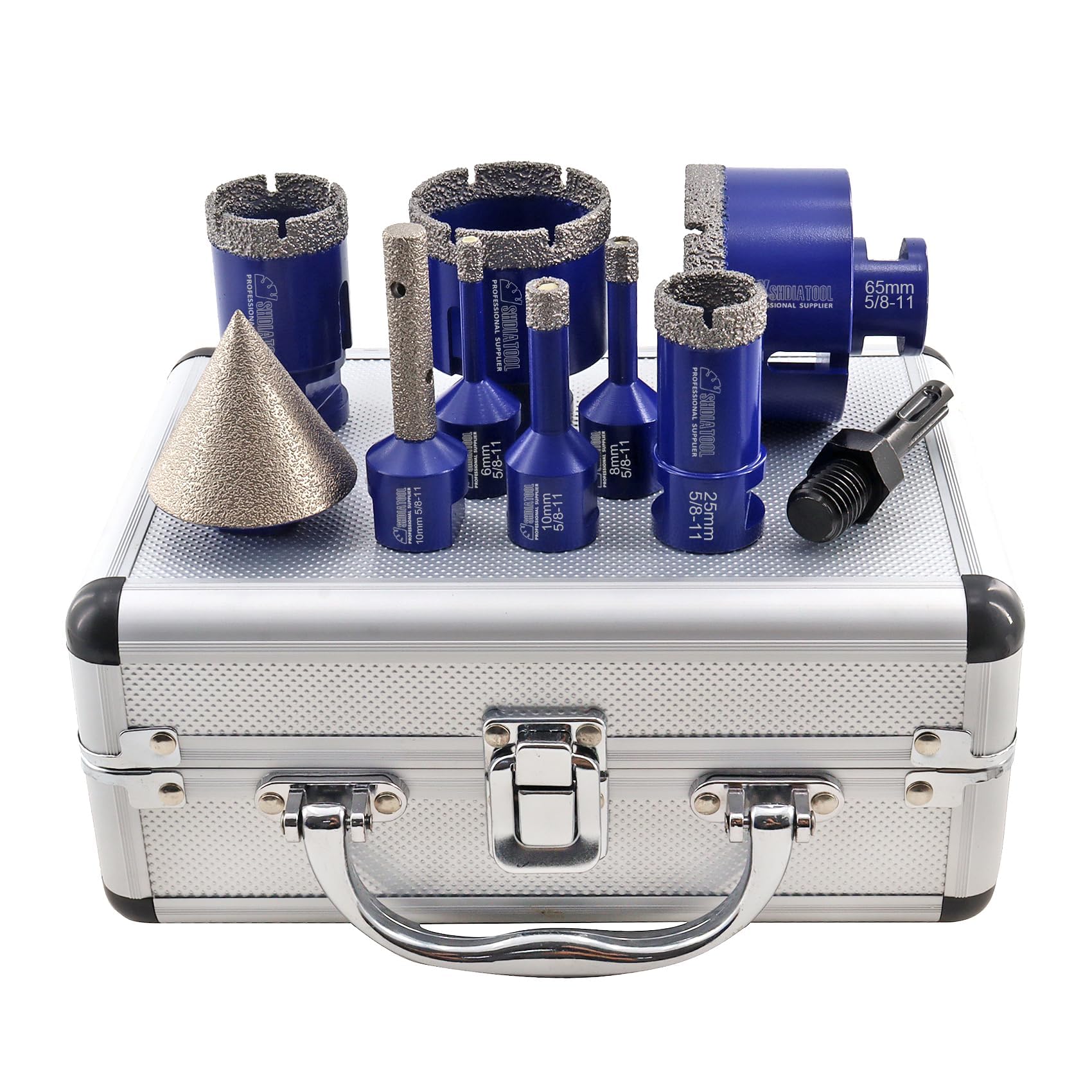 SHDIATOOL Diamond Drilling Core Bits Set Chamfer Bits for Porcelain Tile Marble Ceramic Granite Milling Kit 5/8"-11 10pieces