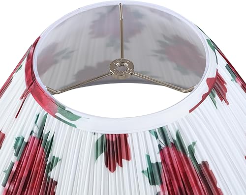 Miniatura 10 de Aspen Creative 33173, pantalla de araña de transición imperio rígido, diseño de hongos plisados de color rosa con estampado floral amarillo, parte