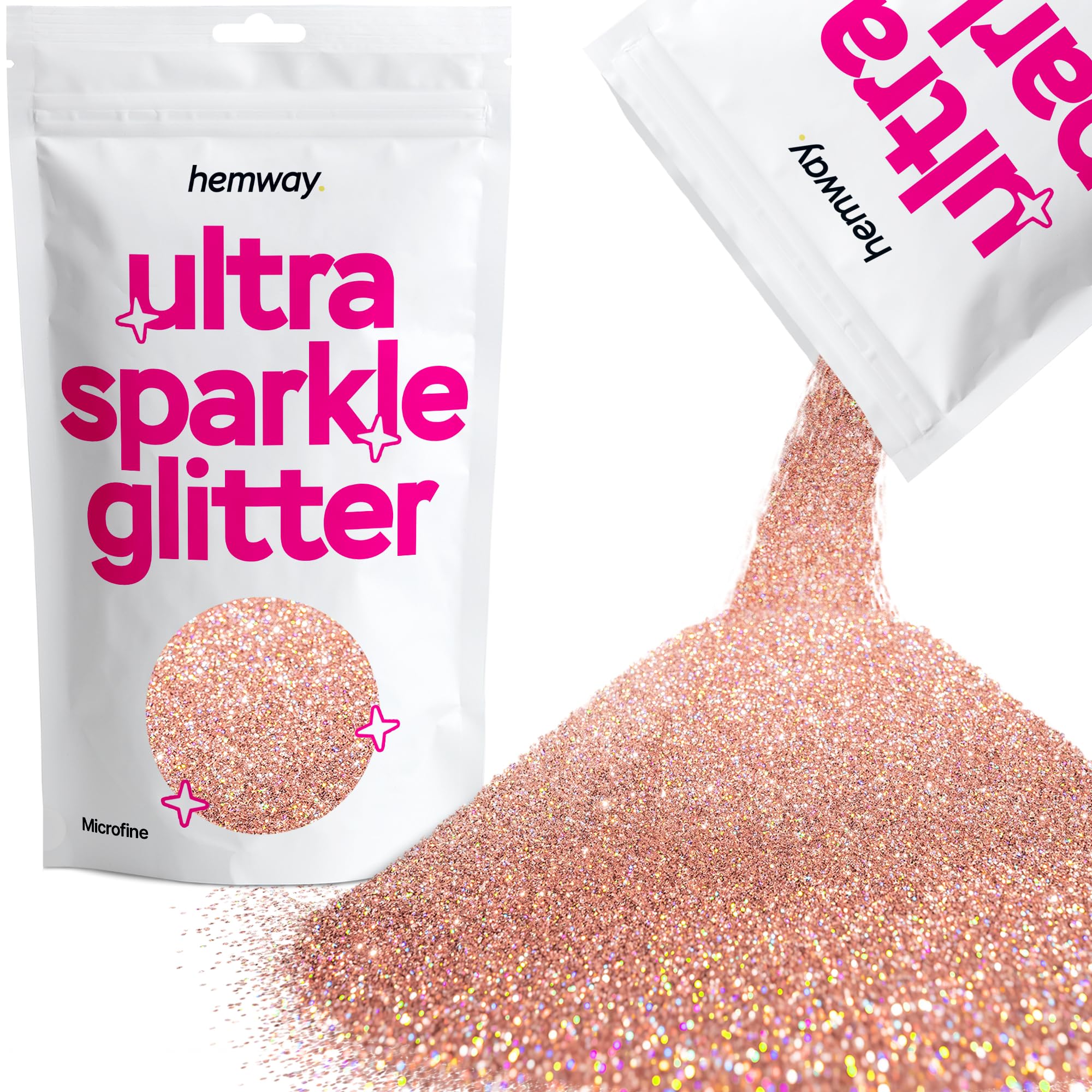 Hemway Ultra Sparkle Glitter Baby Pink Iridescent 100g Fine | Glitter for Arts & Craft, Makeup, Nail Art, Crafting, Card Making, Sparkle Decoration — view 122