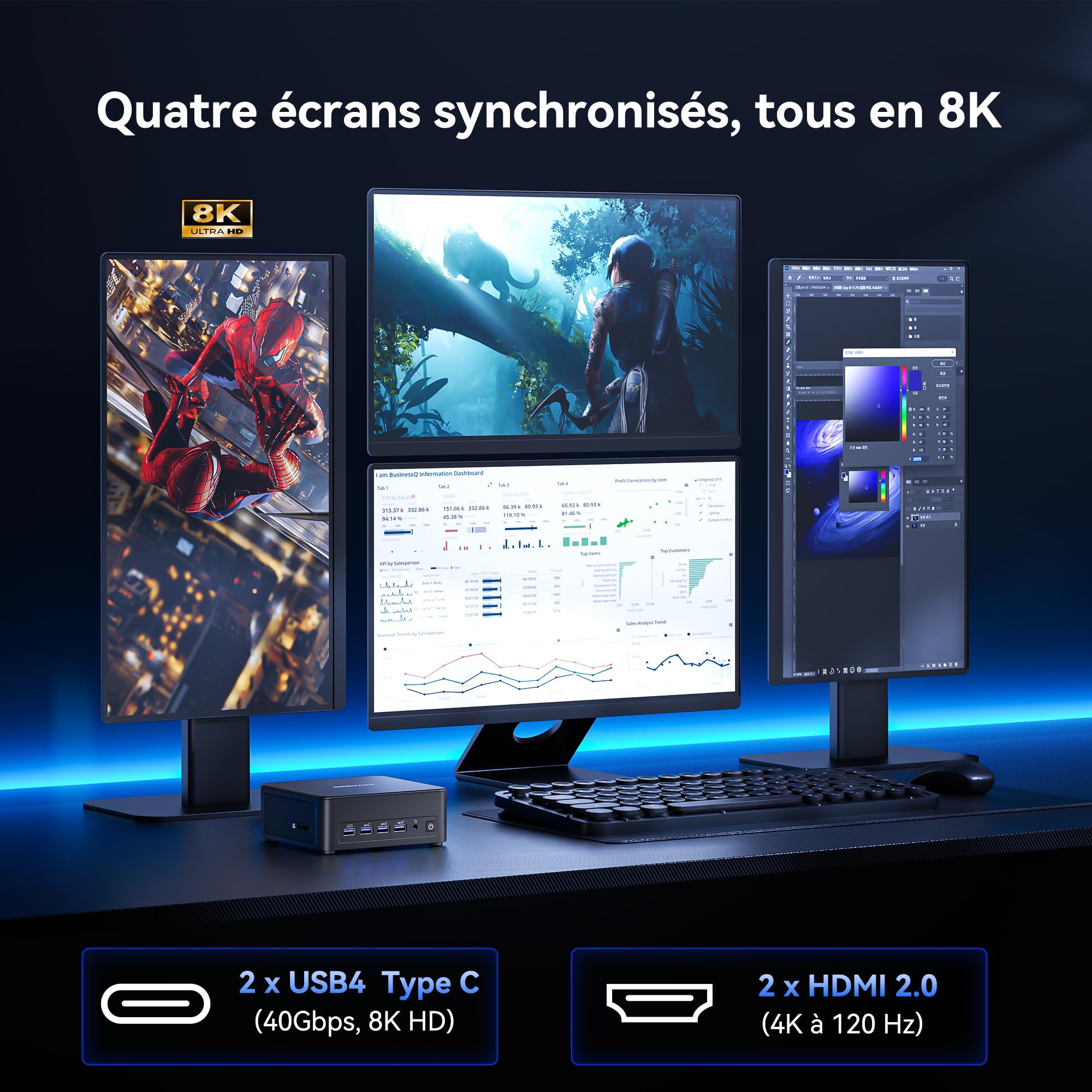 GEEKOM IT13 Max Business Mini PC avec U9-185H, 24Go LPDDR5 RAM, 500Go SSD