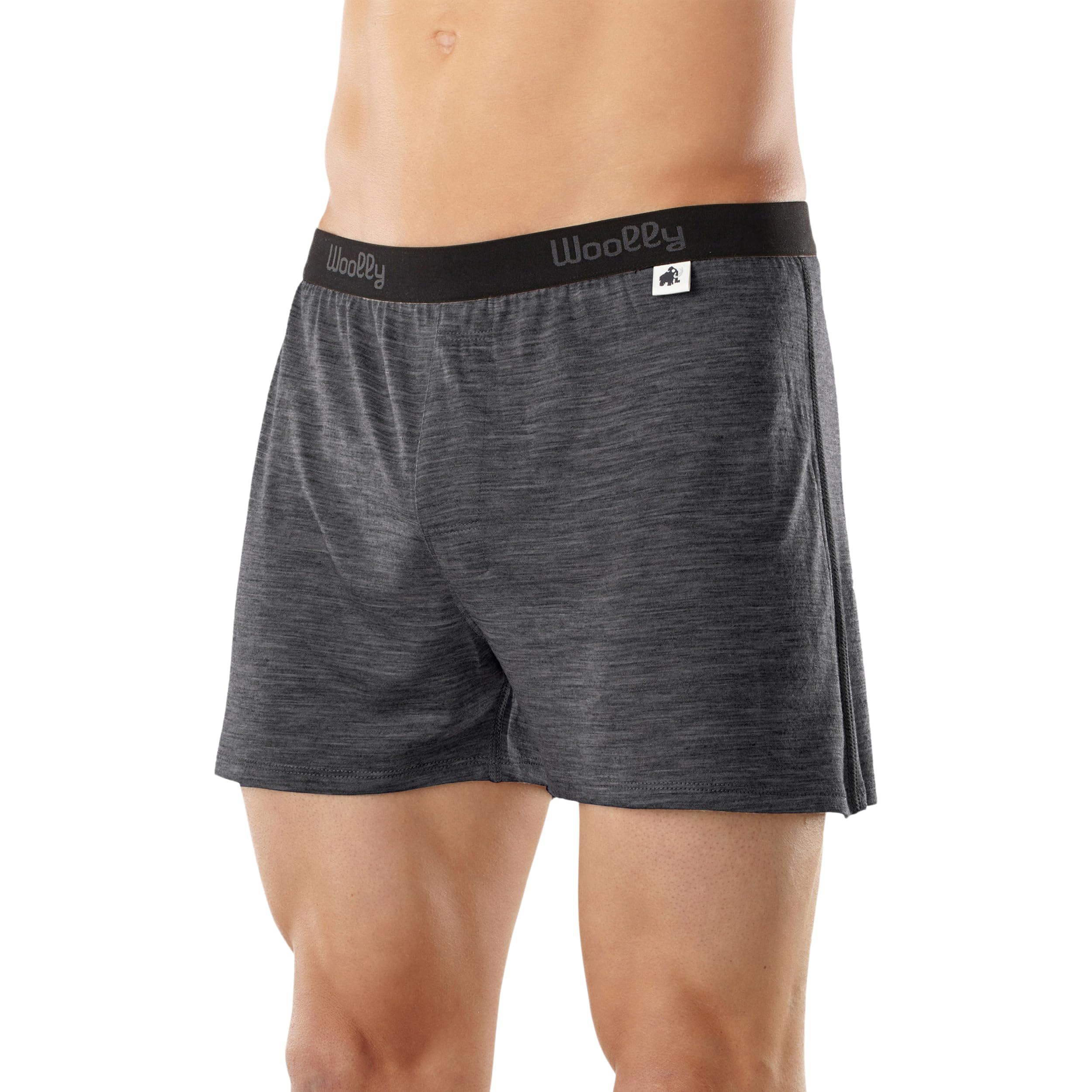 Woolly Clothing Men's Merino Wool Classic Boxer - Ultralight - Wicking Breathable Anti-Odor - Grey - Medium