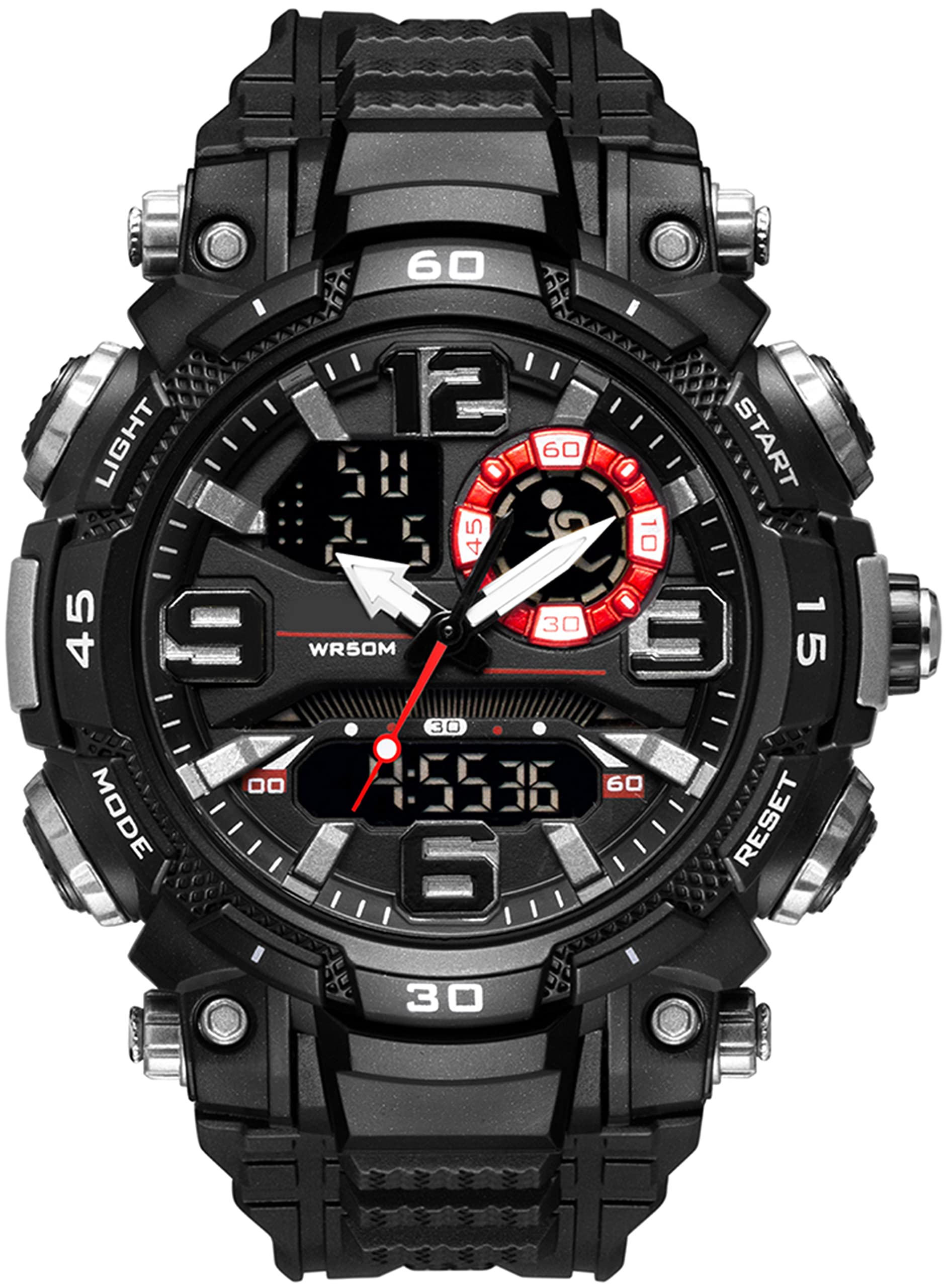 Orologio militare da uomo digitale da 50 m, impermeabile, sportivo, digitale, per esterni, con cronometro, sveglia, data, luce militare, orologio digitale sportivo per uomini