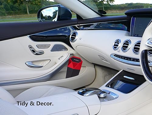 Miniatura 4 de Ginsco Portavasos de basura para automóvil, paquete de 2 mini con tapa, accesorios para interior, auto pequeño a prueba de fugas, ganchos ABS