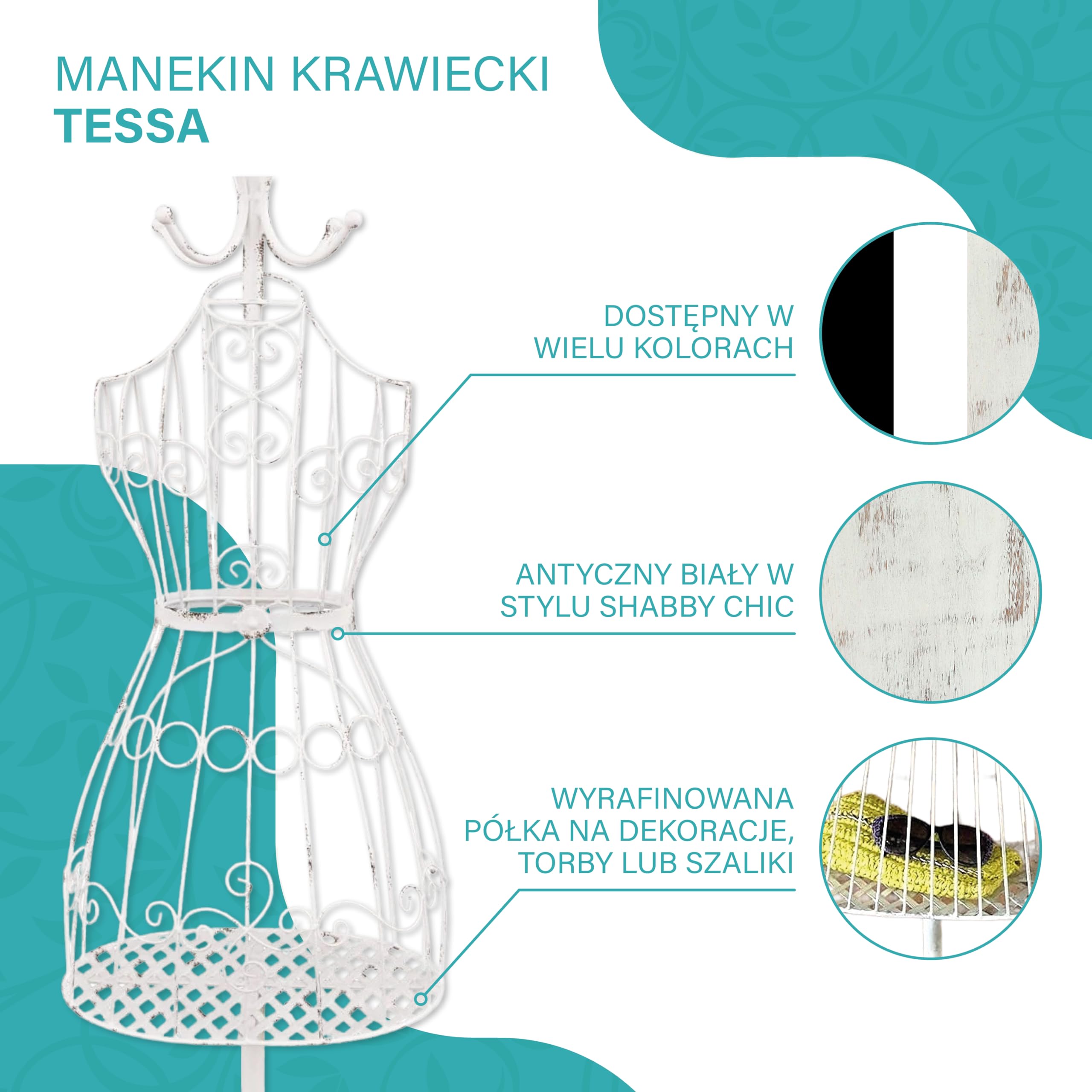 PrimoLiving Manekin krawiecki, metalowy, P-09895 biały