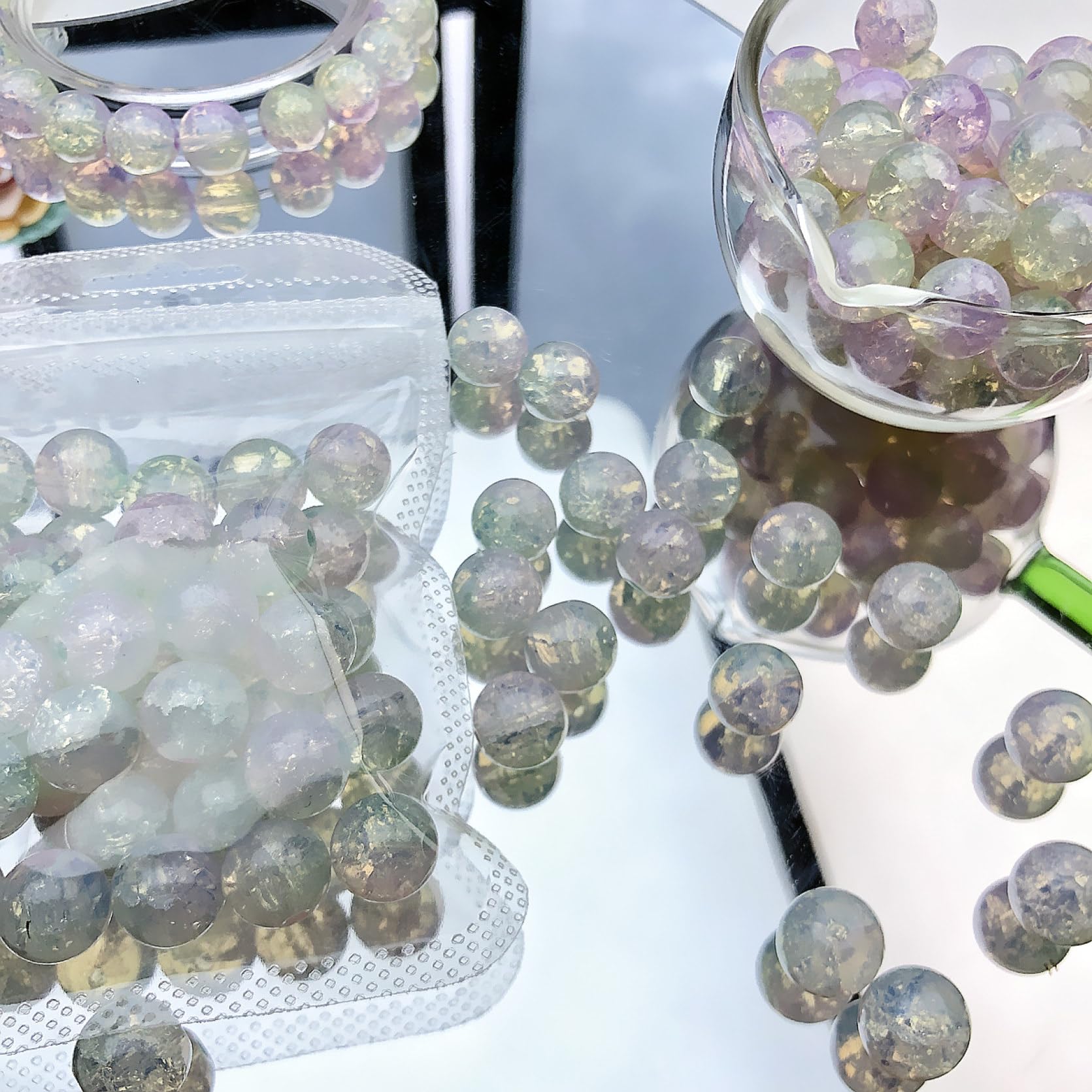 Perles en vrac 20 perles rondes en verre soufflé au chalumeau craquelé de 10 mm