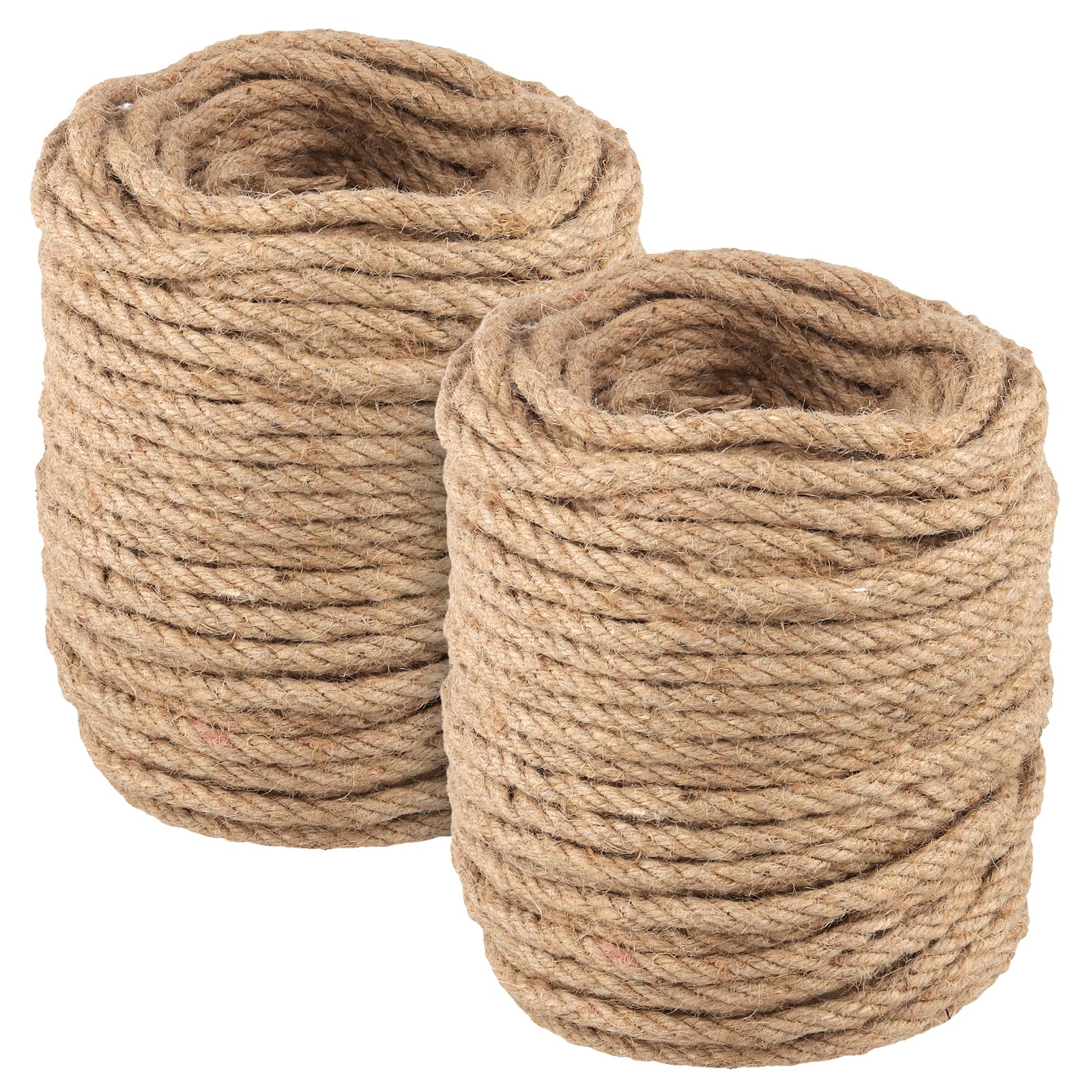 ZEONHAK 2 Rolls 8mm Jute Rope, 50m/164ft Jute Twine String for DIY Artwork Home Decor Garden