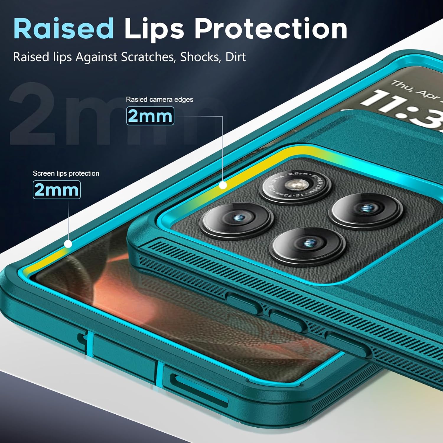 LeYi for Motorola-Edge-2025 Casee: Moto Edge 2025 Case Heavy Duty 3 in 1 Rugged Cover, Military Grade Shockproof Cell Phone Android Funda para Motorola Edge 2025, Teal Blue - Image 4