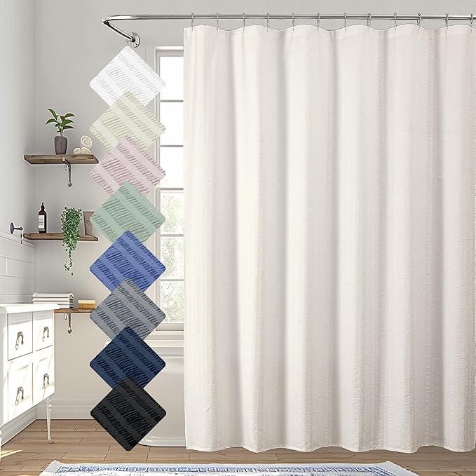 Cream Embossed Shower Curtain 72x72 Large(AECRMEM7272SC-L)