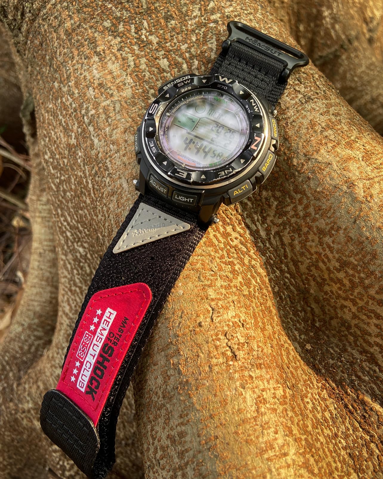 Military Style Watch Strap Compatible with Casio Protrek PRG-200/250/500/260/280/550, PRW-2500/3500/5100/5000/510, Nylon Strap with Breather Holes & Hook and Loop Closure. - 3