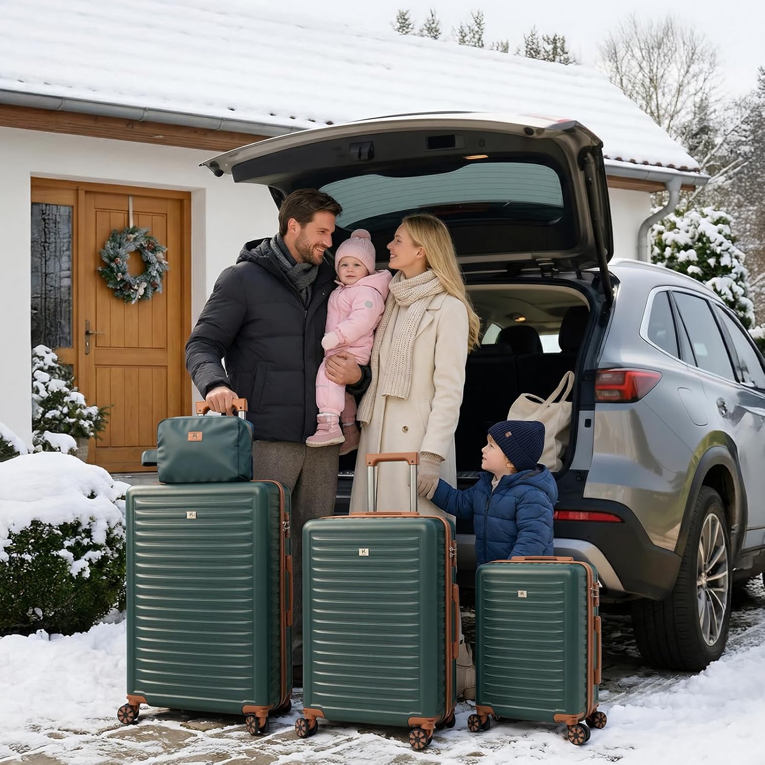 KUNEL Luggage Sets 5 Piece Suitcases with Wheels,ABS Hard Case Suitcases with Spinner Wheels, TSA Lock, Durable Travel Luggage