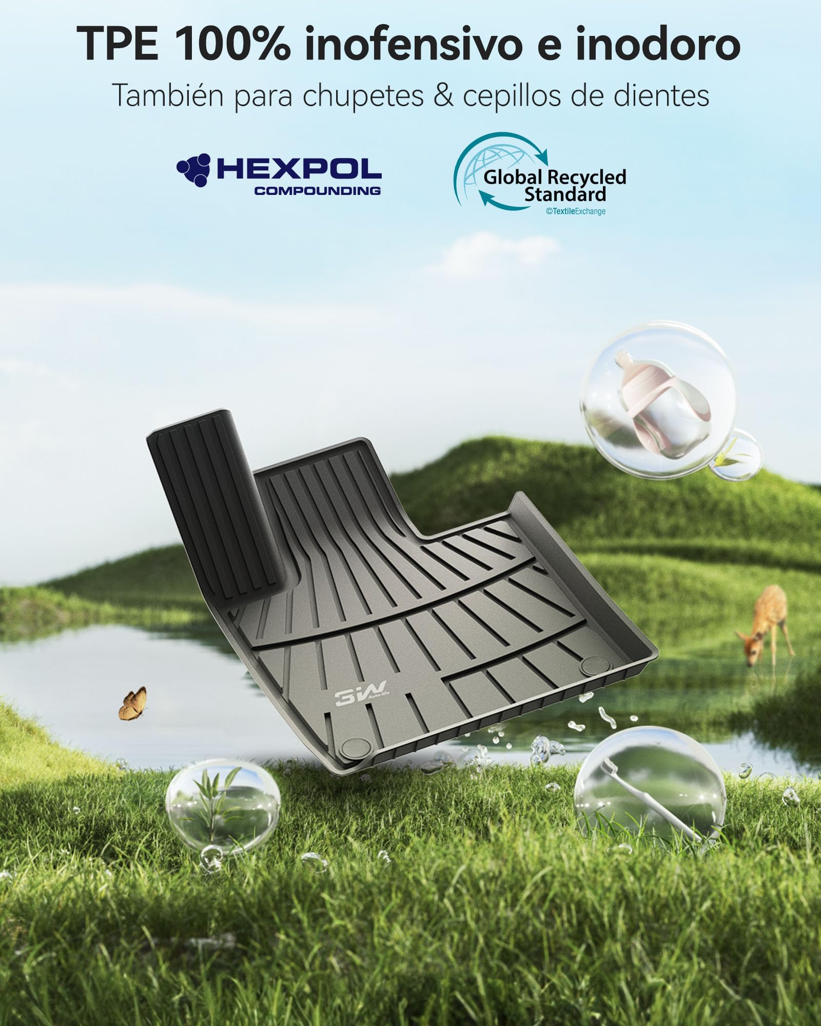 3W Alfombrillas 4 Piezas para Xpeng G6 2023-2026, Incluyendo Alfombrilla de Maletero en Material Thorex™ Premium, Aptas para Todas Las Estaciones, Antideslizantes e Impermeables, Accesorios