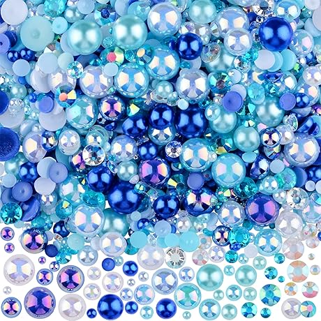 Dazzling Duo: 75g Mix Resin Half Pearls and Flatback Rhinestones