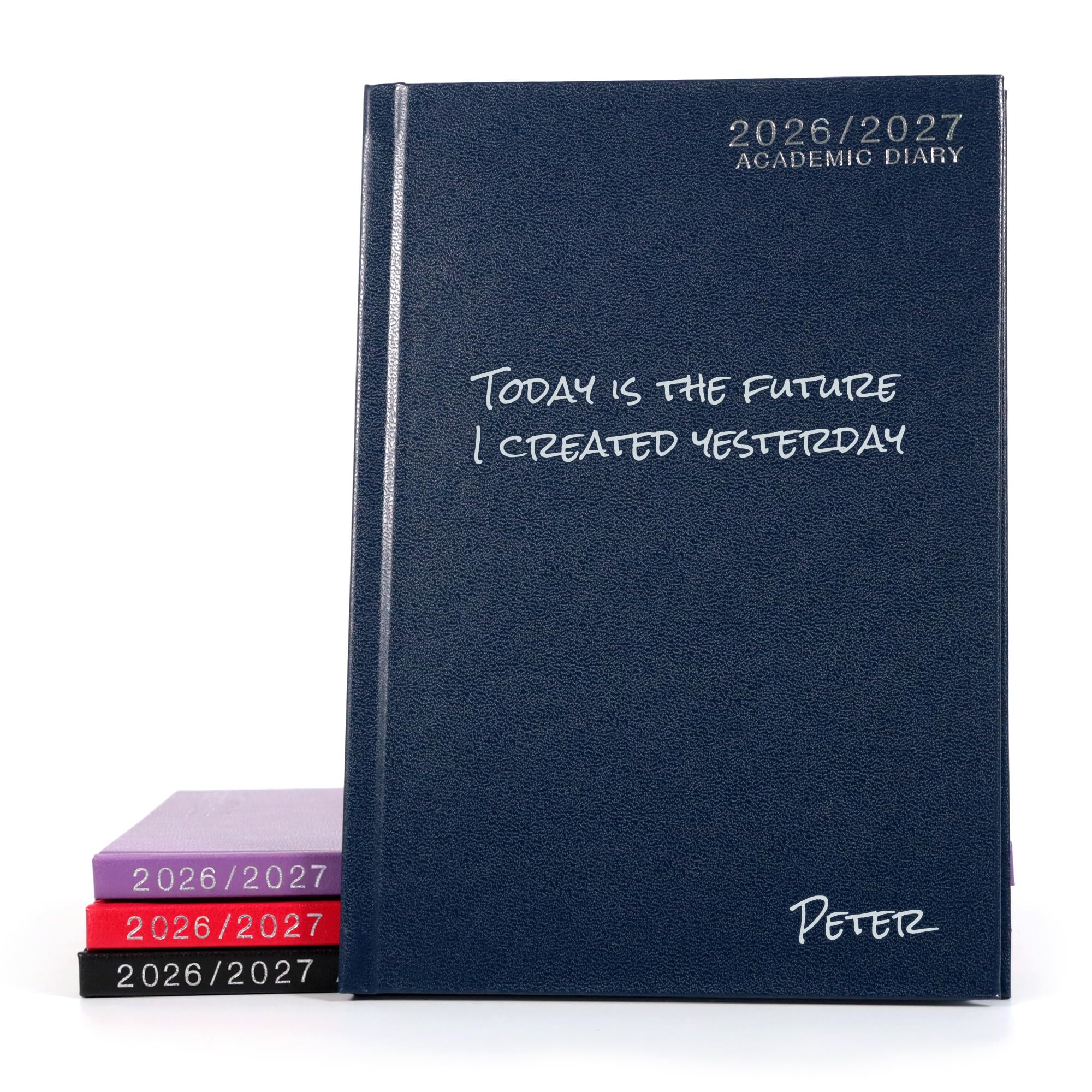 CustomDesign.Shop Personalised Academic Hardcover Diary 2026-2027 | Custom Printed Teacher Planner - A5 size, Week-to-View, Blue color
