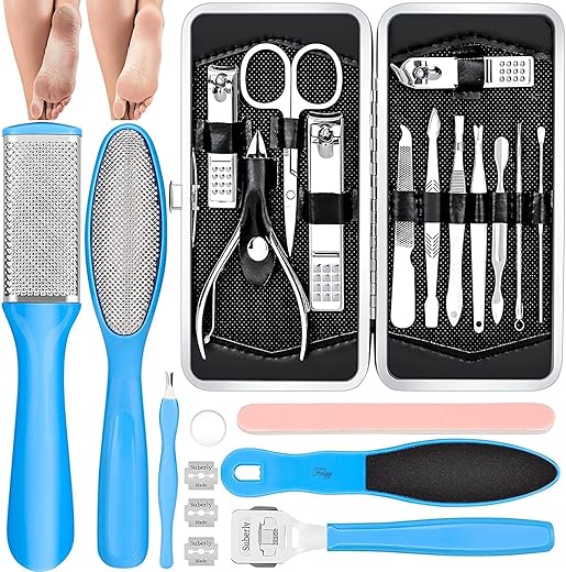 Pedicure Kits – Callus Remover for Feet, 23 in 1 Professional Manicure Set Pedicure Tools Stainless Steel Foot Care, Foot File Foot Rasp Dead Skin for Women Men Home Foot Spa…