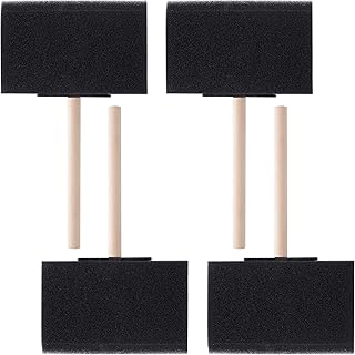 4 Pcs 4 inch Foam Paint Brushes Black Sponge Brushes Wood Handle Foam Br...
