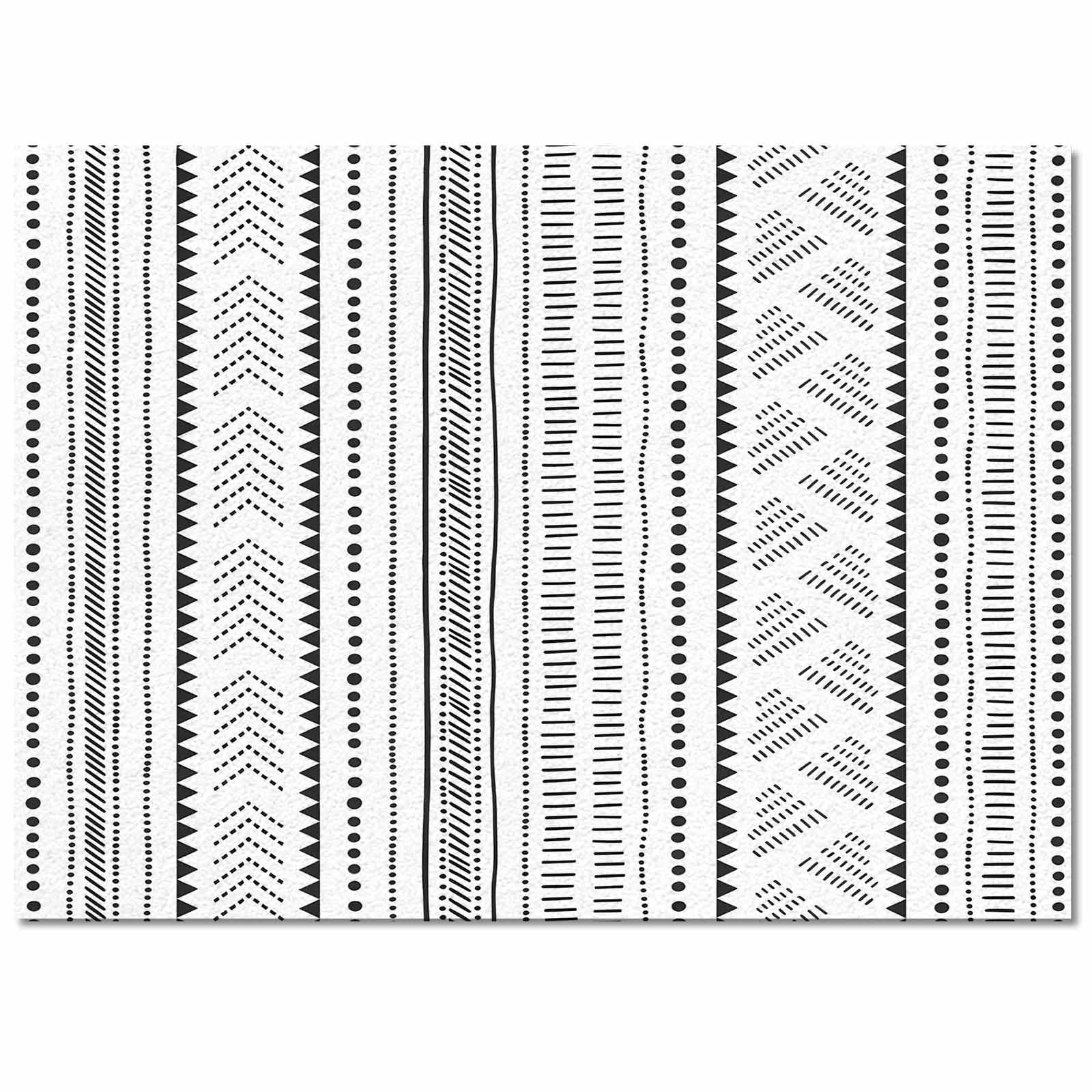 Black Boho Area Rug 5 x 7, Washable Bedroom Rug Non-Slip Kitchen Rugs Non Shedding Floor Cover Mat for Living Room Dining Room Nursery Outdoor Carpet