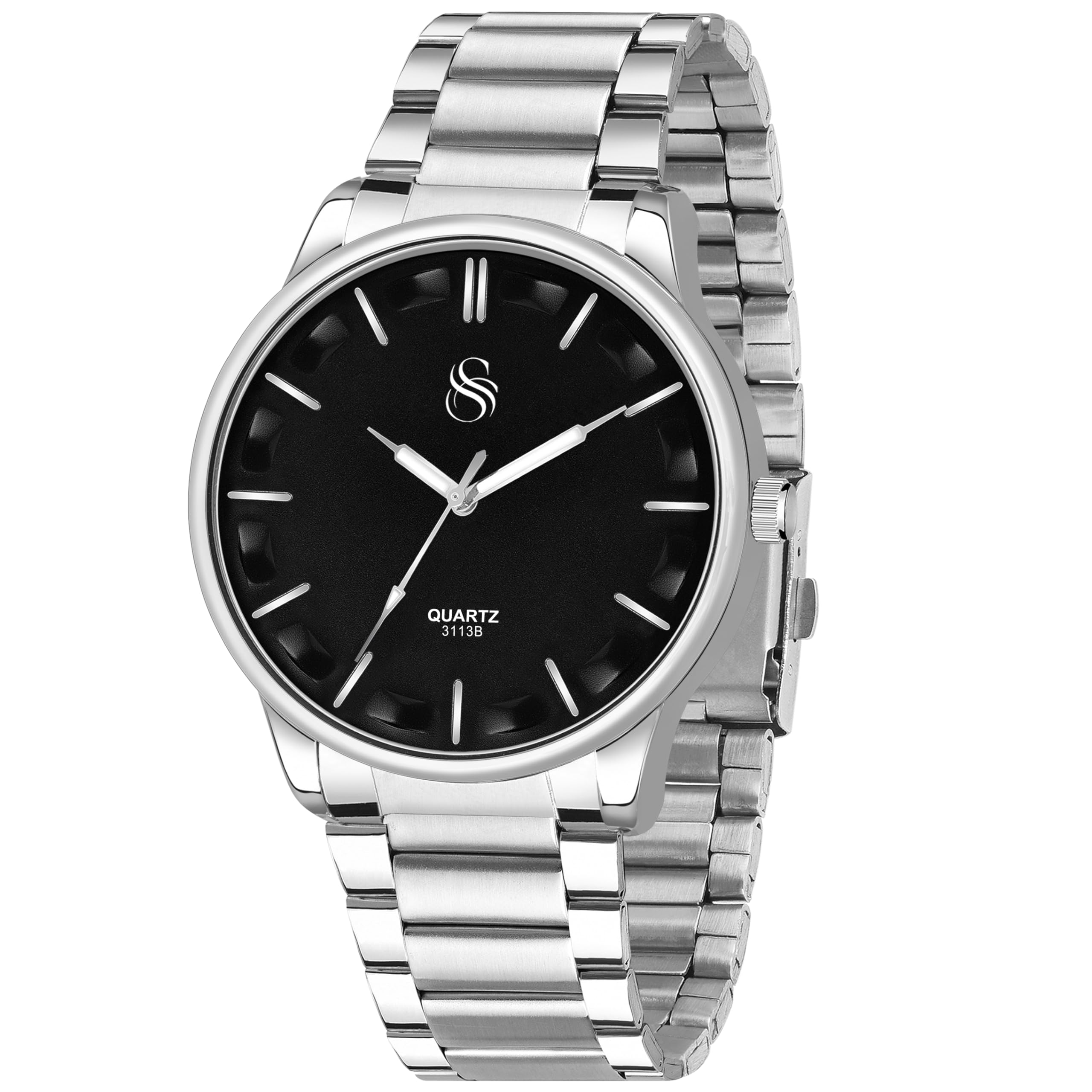 Shocknshop Analog Round Dial Stainless Steel Chain Wrist Watch for Men -WCH98 (Black) (B0CMHHNYNZ) Amazon Price History, Amazon Price Tracker