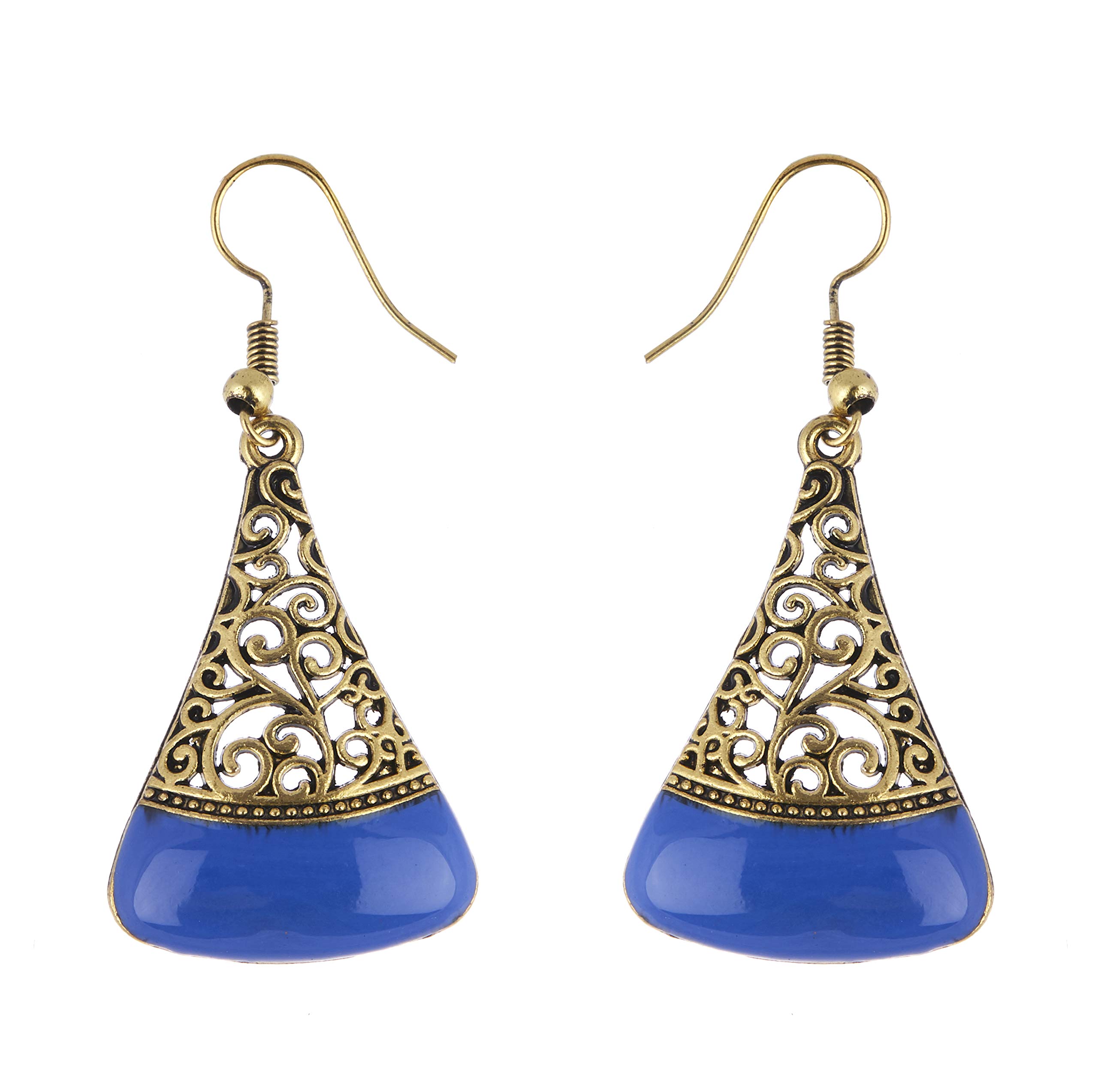 Zeneme Earring Oxidized Gold Plated Blue Fish Hook Drop Earrings Jewellery For Girl And Women (B0762KPTM7) Amazon Price History, Amazon Price Tracker