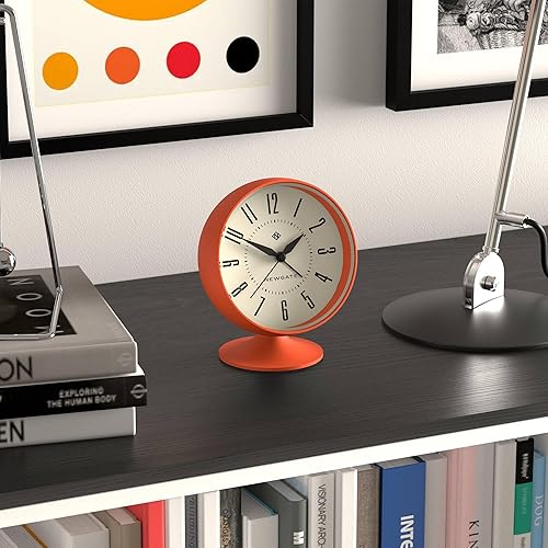 Miniatura 5 de NEWGATE Reloj despertador Spheric  Diseño retro icónico de cúpula  Acabado de goma suave naranja  Ideal para mesita de noche, escritorio o estante
