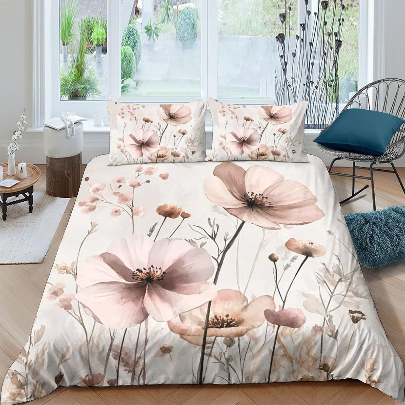 Ctjqhvkz Style-10 3D Printed Pastel Floral Fitted Sheet Microfiber Soft Breathable Botanical Bed Cover For Bedroom Guest Room Mattress Protection Decor Single（135X200cm）