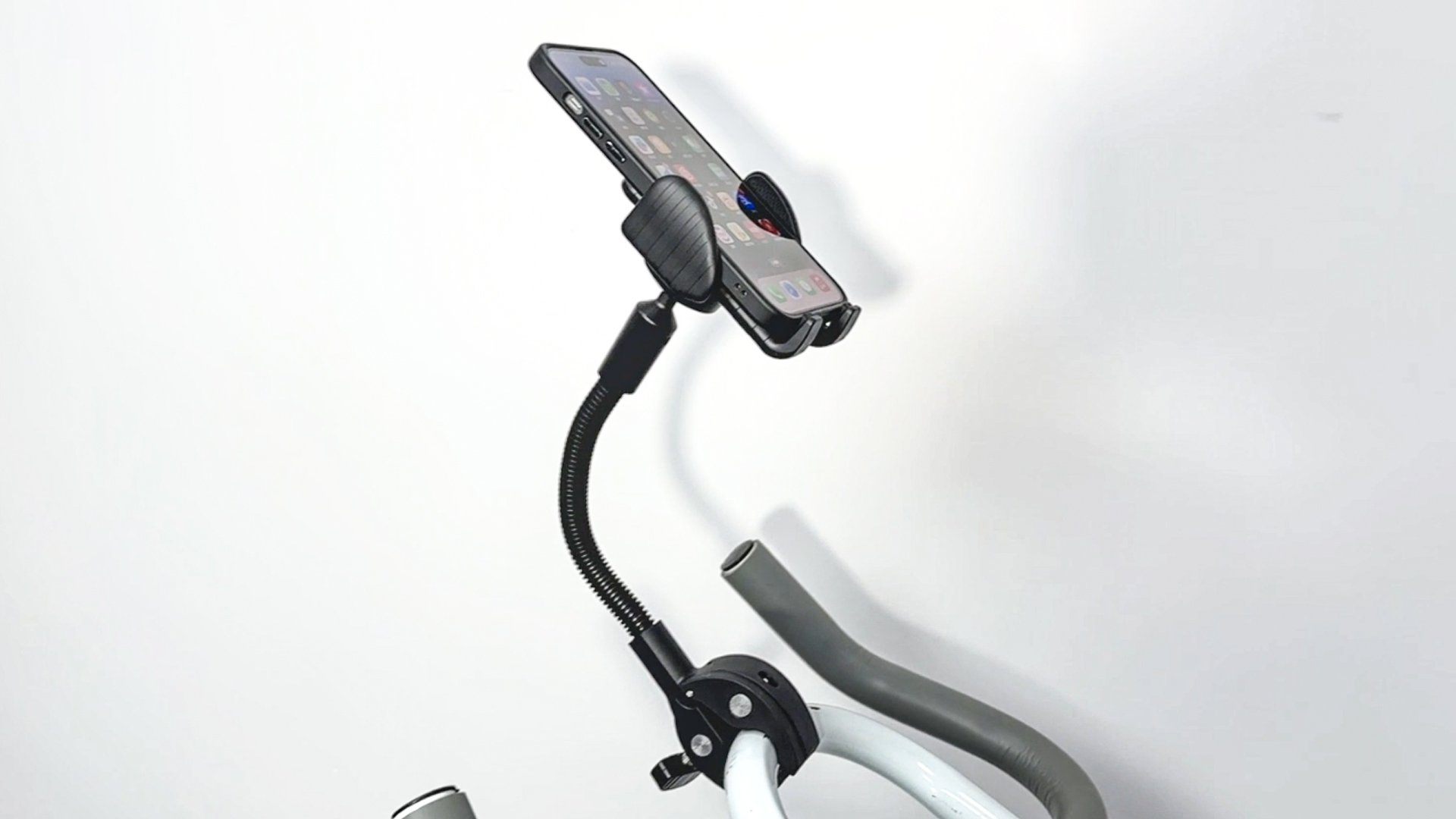 Fiets Wandelwagen Telefoonhouder Zwanenhals [Super Stabiel] Rolstoel Boot Kinderwagen Fietshouder, Pole Bar Buis Stuurklem voor iPhone 16 15 14 Pro Max, Galaxy S25, Alle 4-7 Telefoons