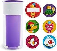 Vista 1 de Munchkin® Miracle® 360 - Vaso para beber con aislamiento, incluye calcomanías para personalizar la taza, 9 onzas, morado