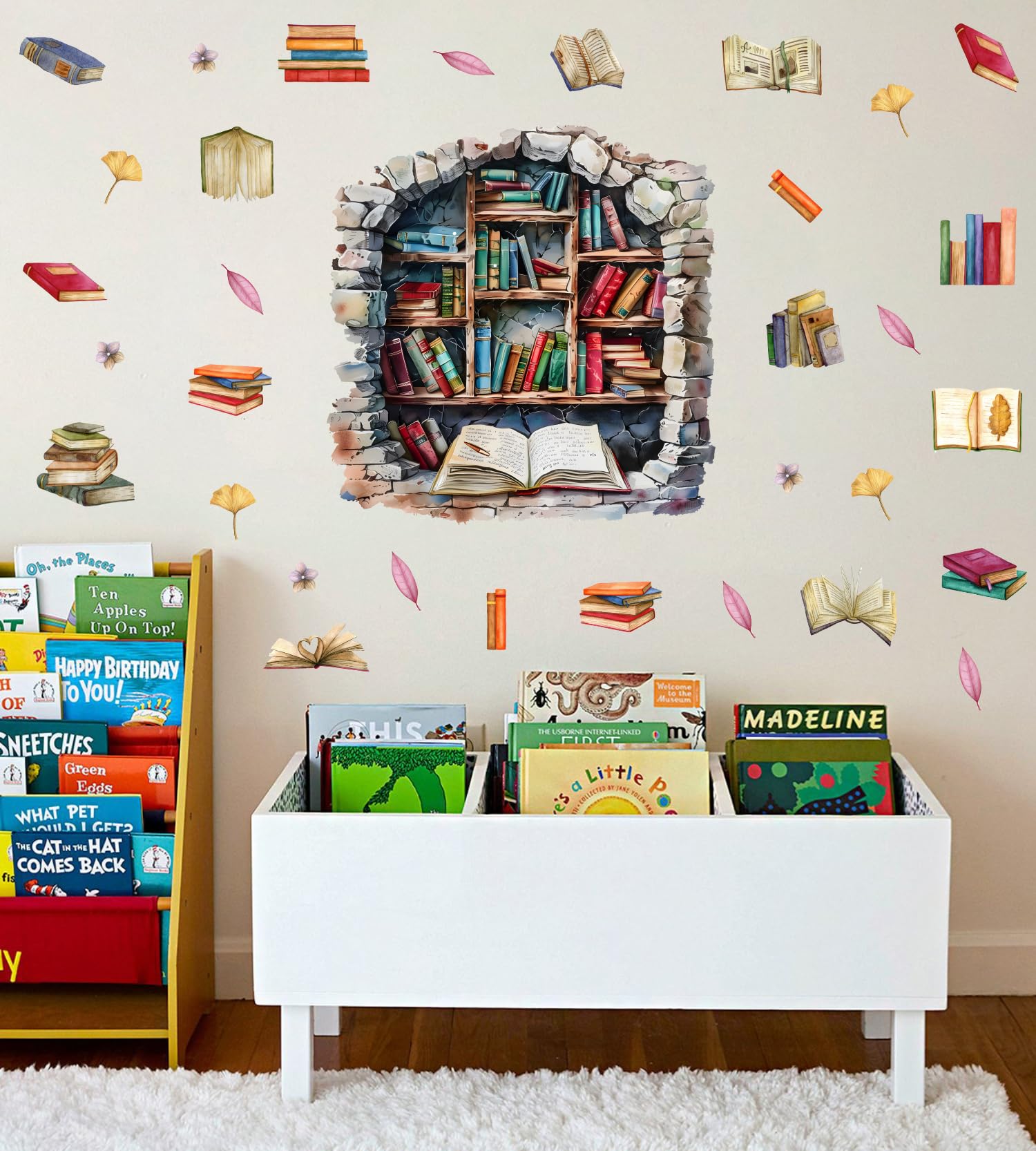 Amazon.com: OLMIXA 3D Vintage Reading Wall Decals (21.2”x21.7