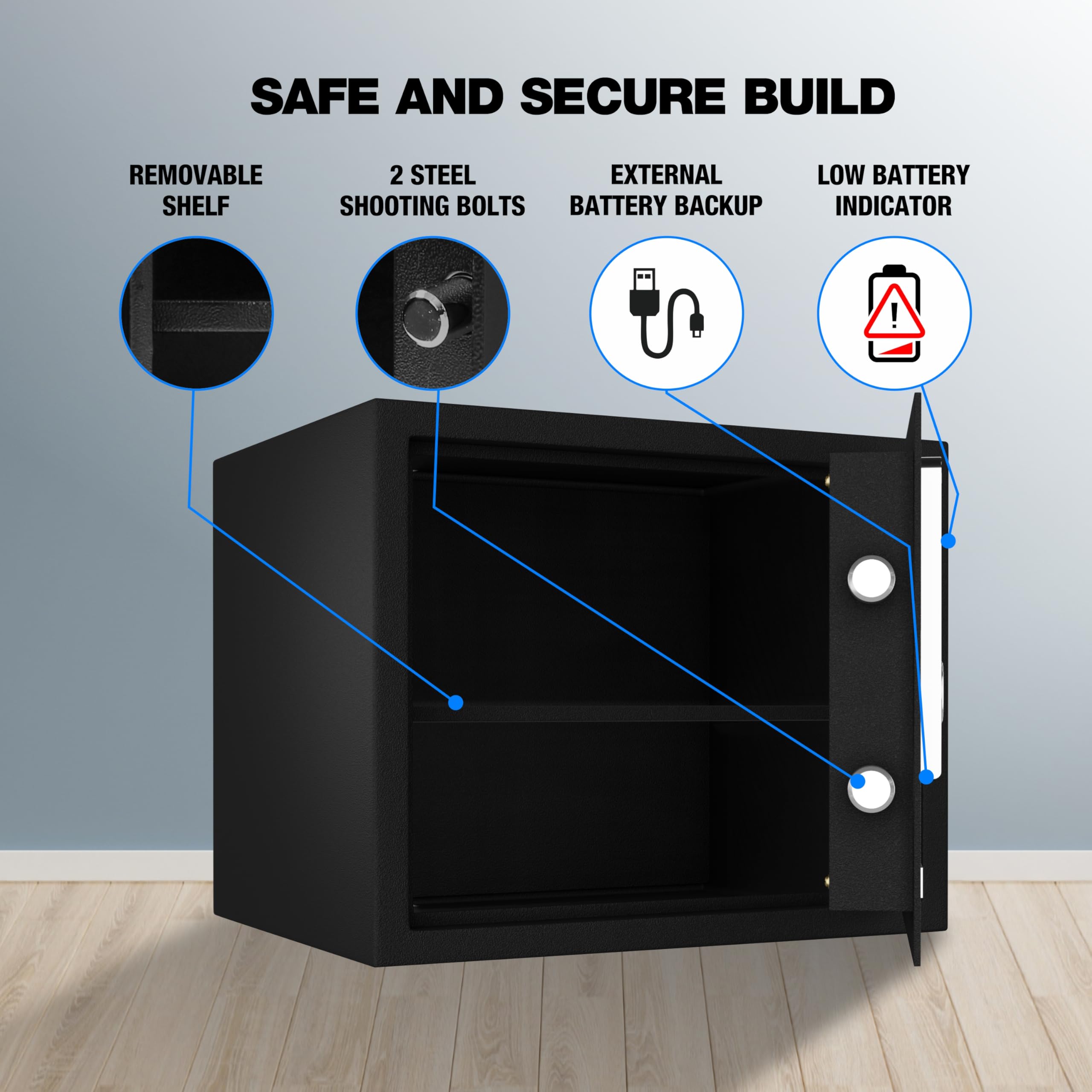 Fingerprint Safe Locker - Secure Home & Office Storage -3