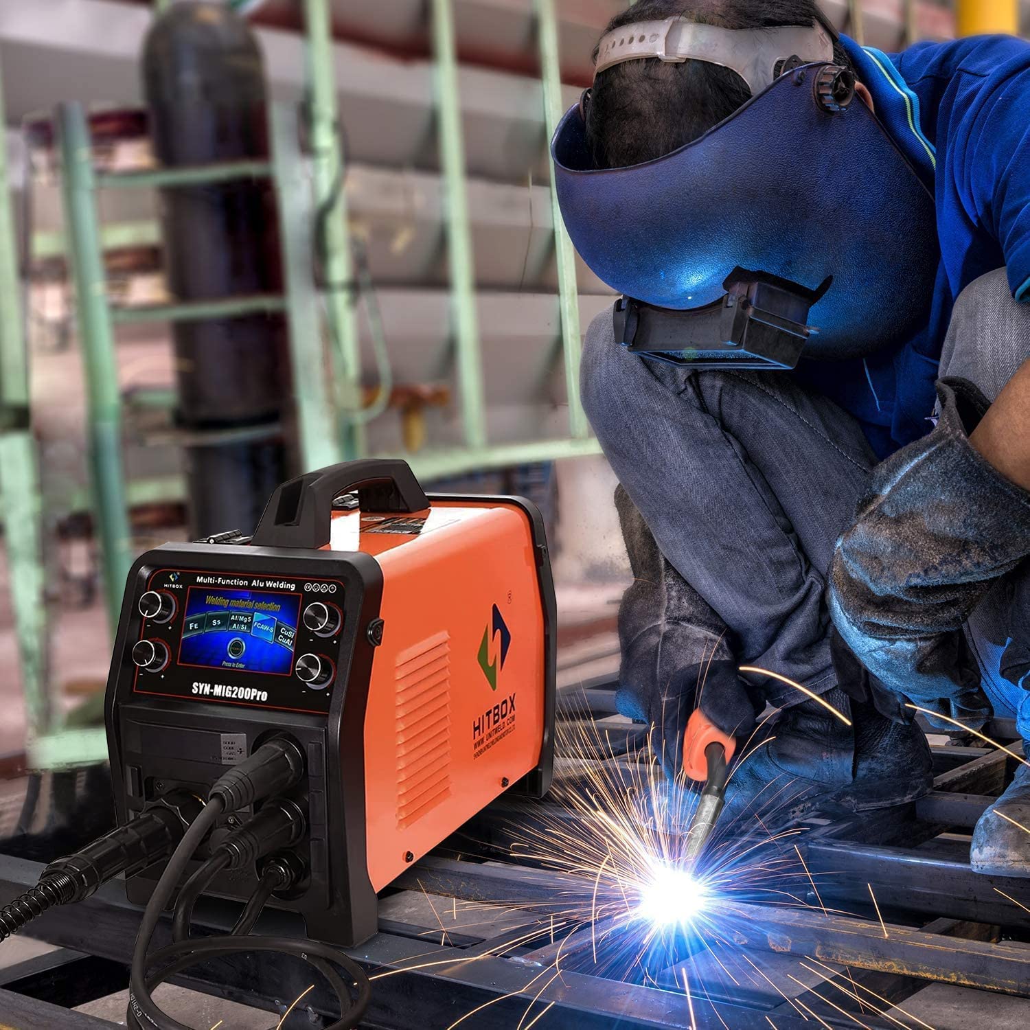 HITBOX 5 in 1 Aluminum Mig Welder- 200Amp 240V Smart Control Gas ...