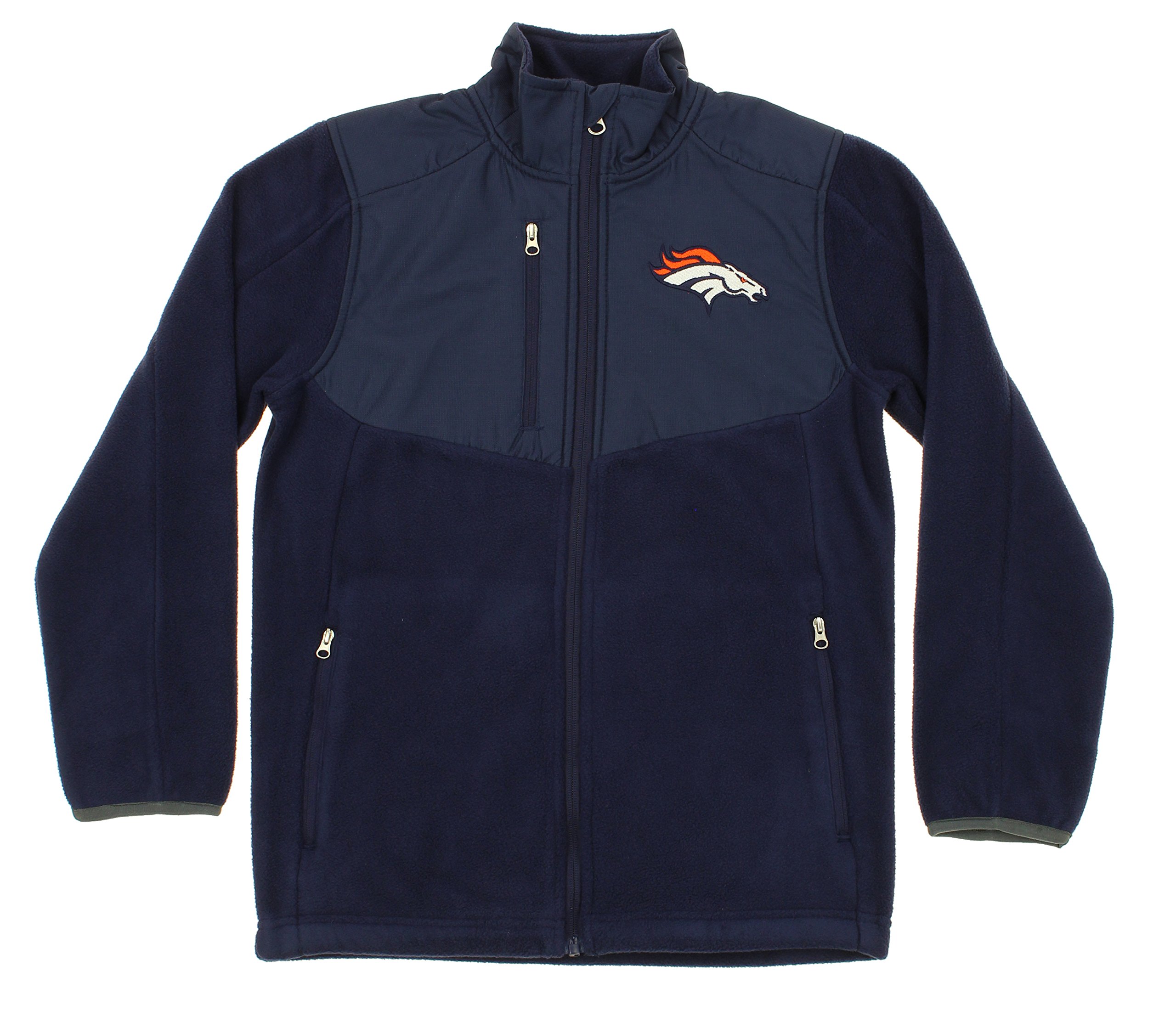 Outerstuff NFL Youth Boys Tactical Polar Fleece Full Zip Jacket, Various Teams (Denver Broncos, X-Large (18-20))