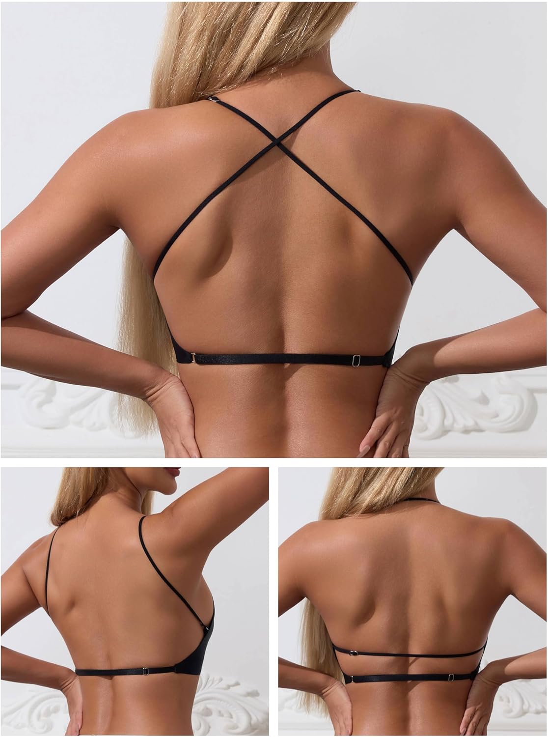 Women Ice Silk Seamless Bralettes Padded Camisole No Underwire Halter Bra - Image 3