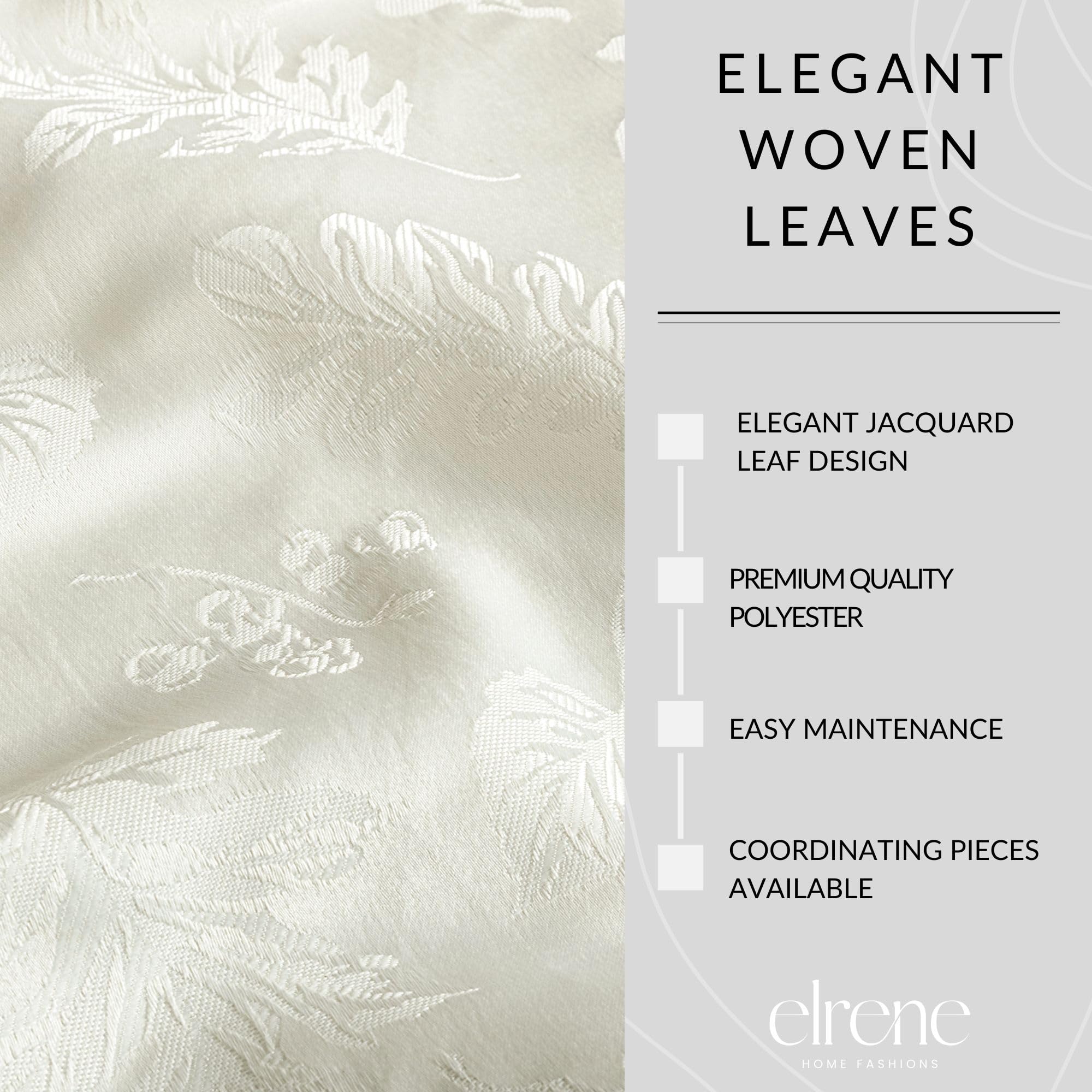 Elegant Woven Leaves Jacquard Damask Tablecloth - 60" X 84" Oval