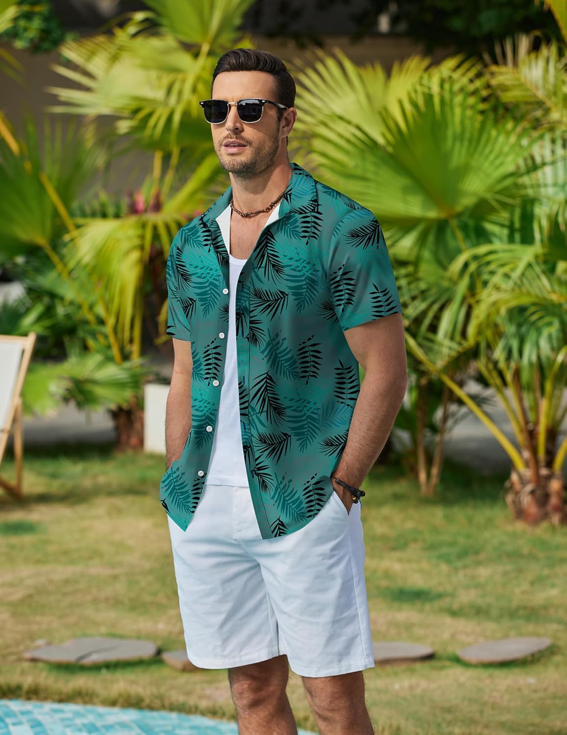 COOFANDY Mens Hawaiian Shirts Short Sleeve Button Down Aloha Shirt Casual Beach Clothes - Image 7