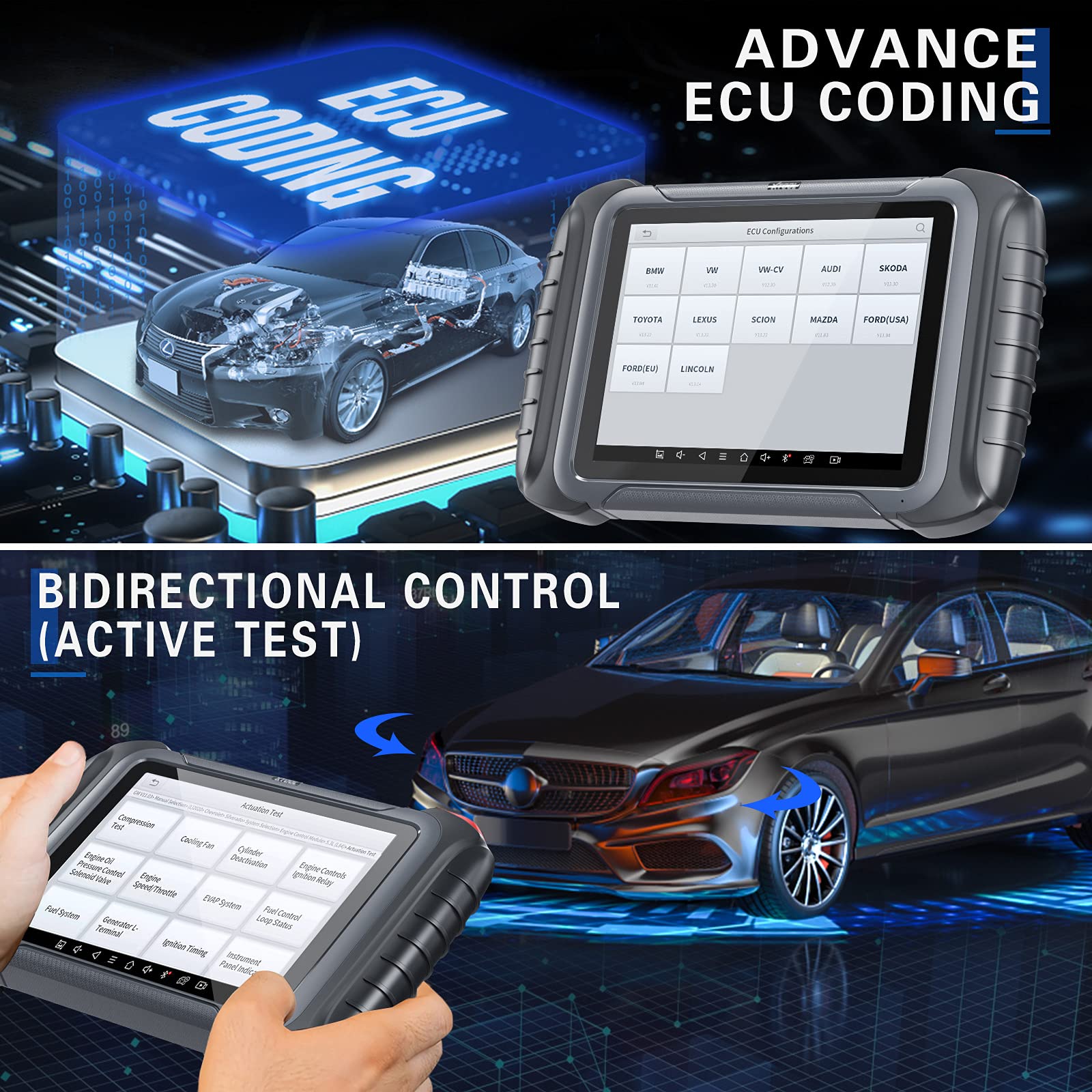 XTOOL D8 Automotive Diagnostic Scan Tool with ECU Coding, Bi