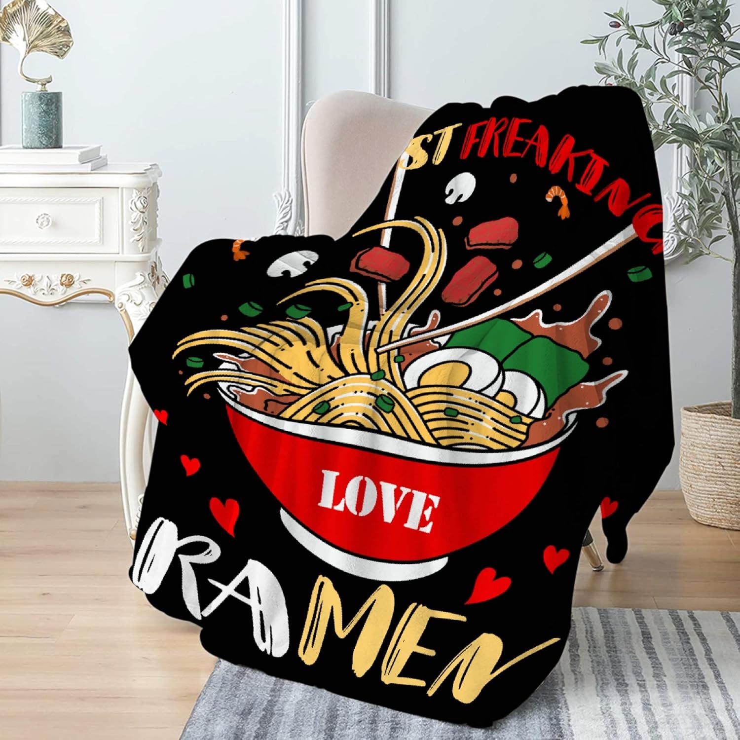 I Just Freaking Love Ramen Soft Blanket for Couch Nap All-Seasons Animal Tapestry Home Decor- Gifts for Child Women Fuzzy Cozy Throws 30"x40" for Pet - Image 5
