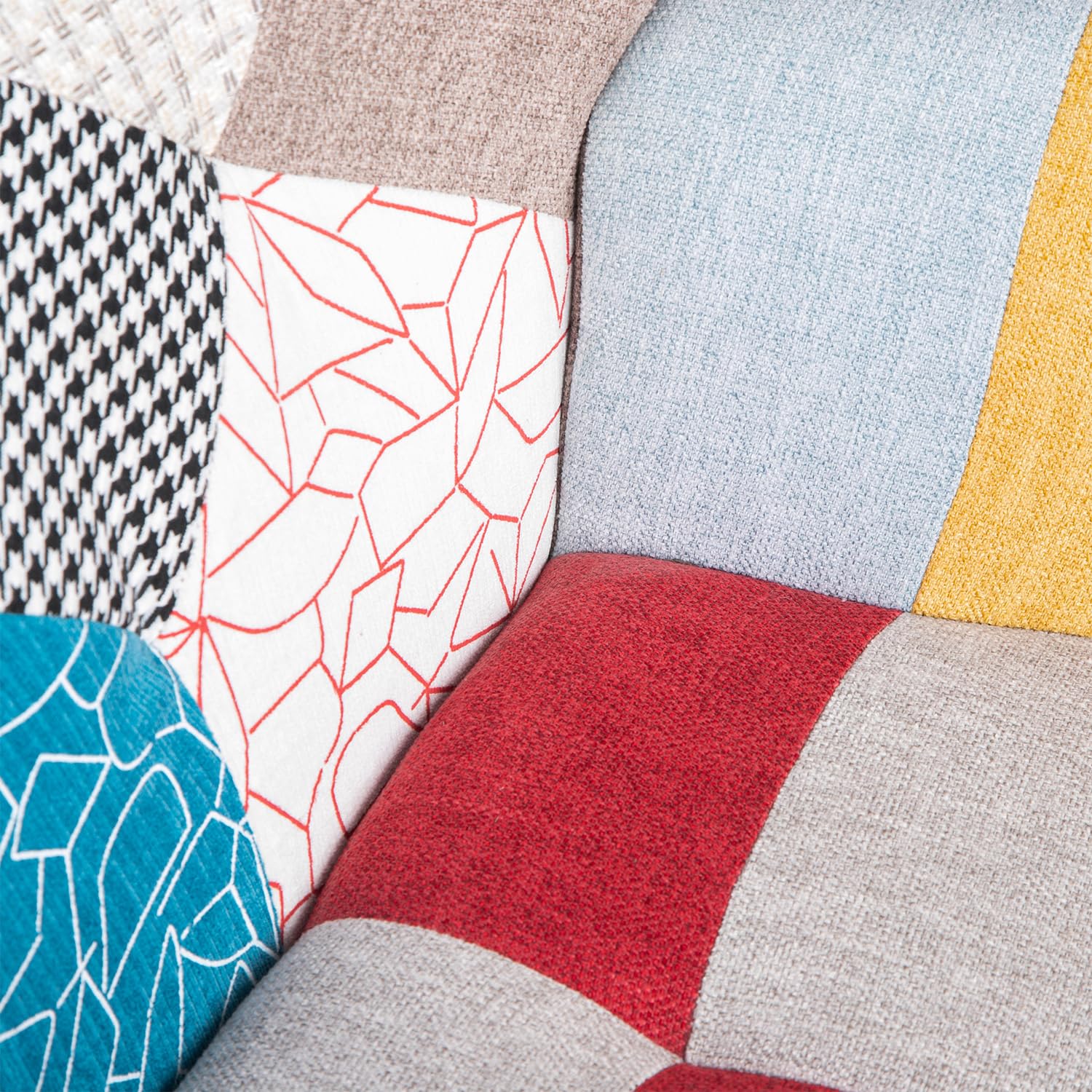 Poltrona Poltroncina Relax Patchwork con Schienal da Arredo Soggiorno Cucina Design