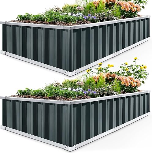 Garden Bed 68" x 36" x 12" (2 Packs) Galvanized Steel Metal - Gardening Gifts For Women