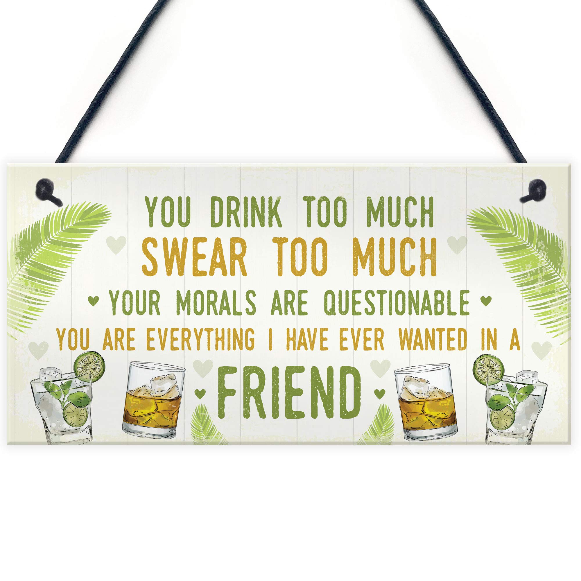 Red Ocean Funny Best Friend Friendship Sign Drink Too Much Alcohol Gin Vodka Birthday Gift