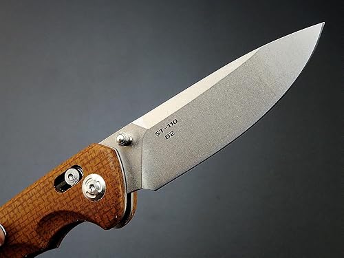 Miniatura 4 de Sitivien ST110 Cuchillo plegable, hoja D2 y cuchillo de bolsillo con mango Micarta, cuchillo de herramientas EDC con clip de bolsillo para acampar