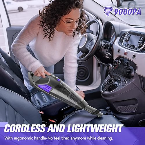 Miniatura 8 de Aspiradora de Mano Inalámbrica Limpiadora, Potente Portátil y Quitapolvo Aspiradora de Mano Recargable con Batería de Gran Capacidad para